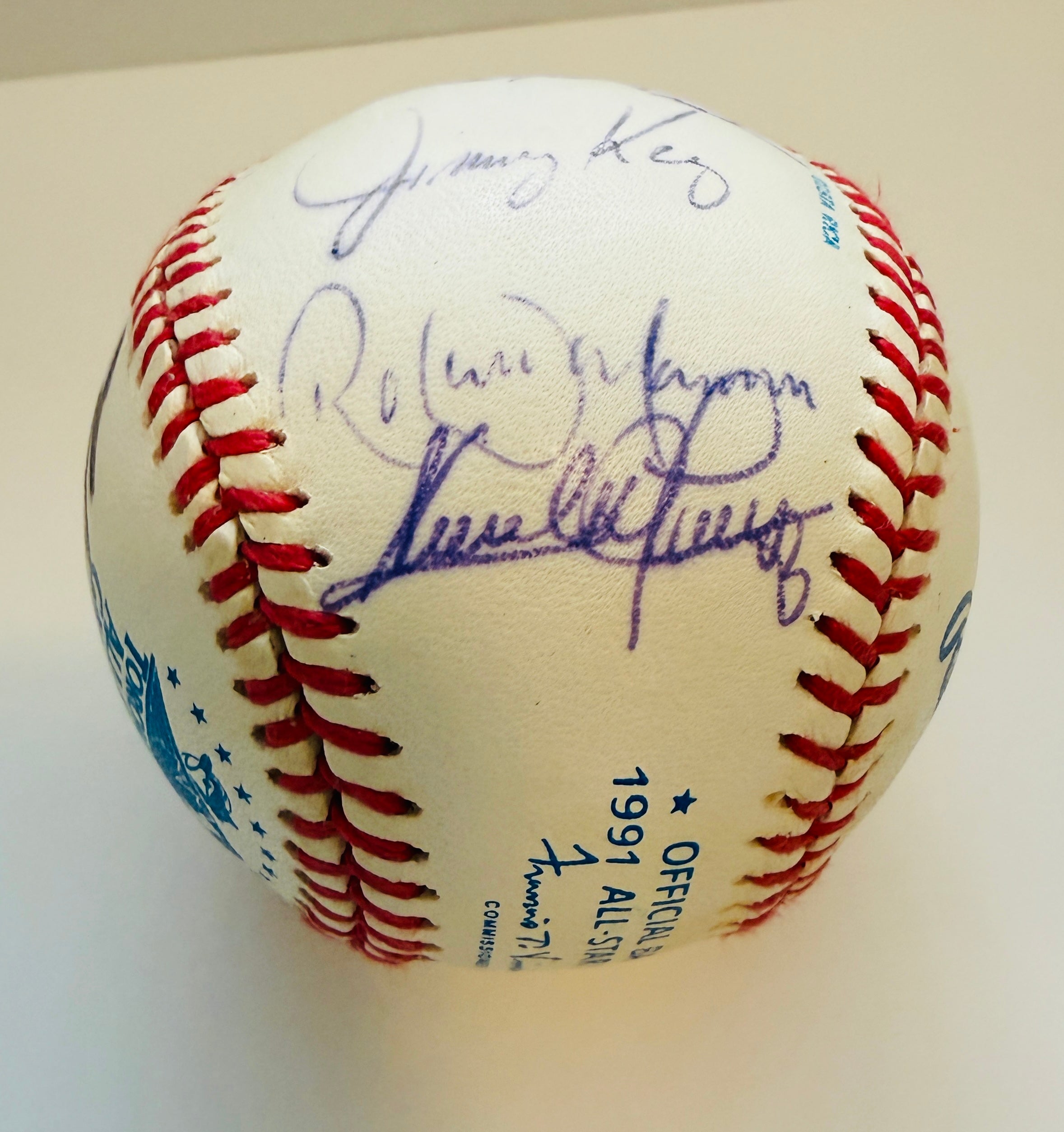 Blue Jays All-Star game multi autographed baseball in cube. Carter,Alomar, and more greats certified.