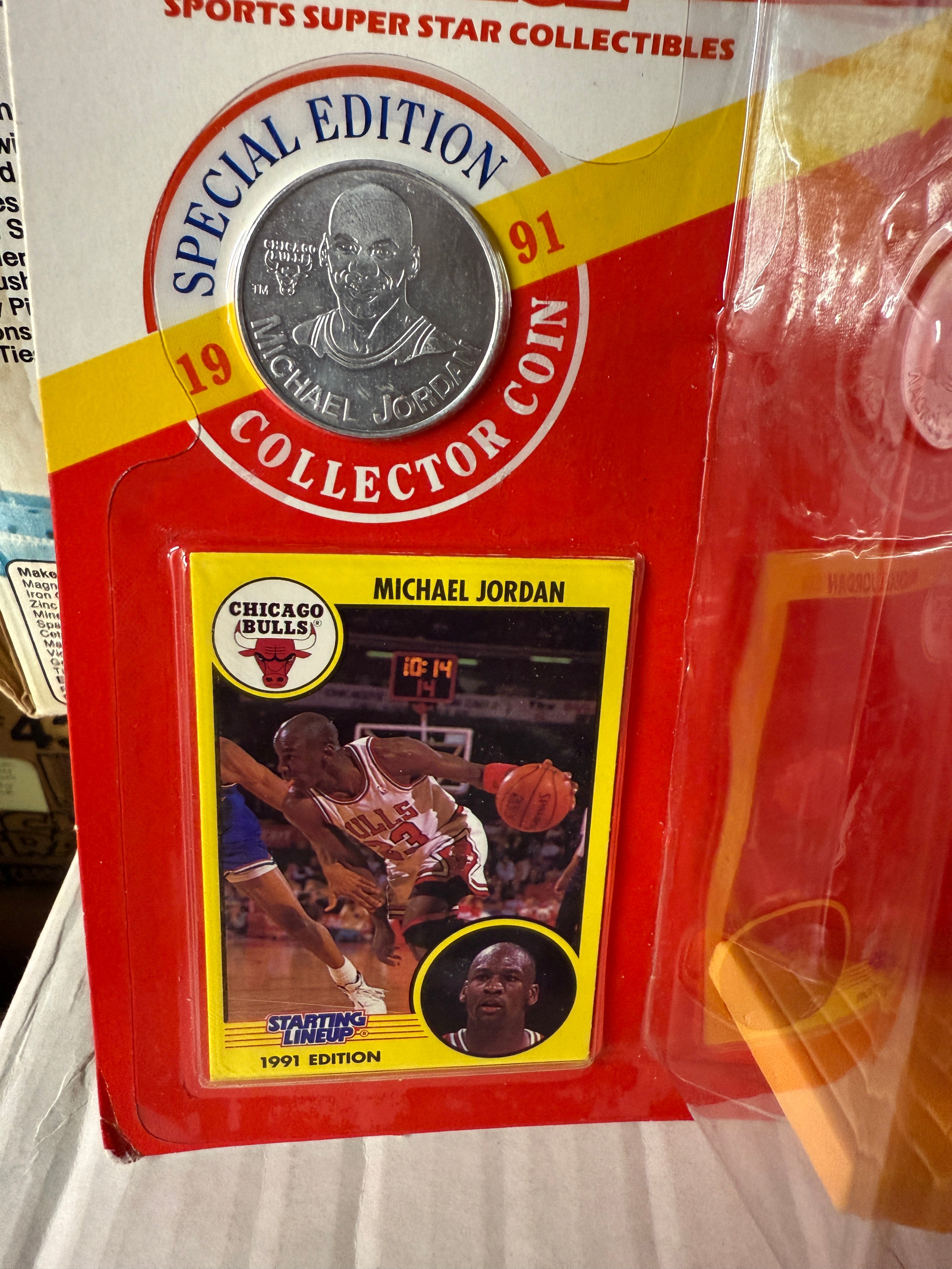 Michael Jordan rare starting lineup figure with card and coin factory sealed 1991