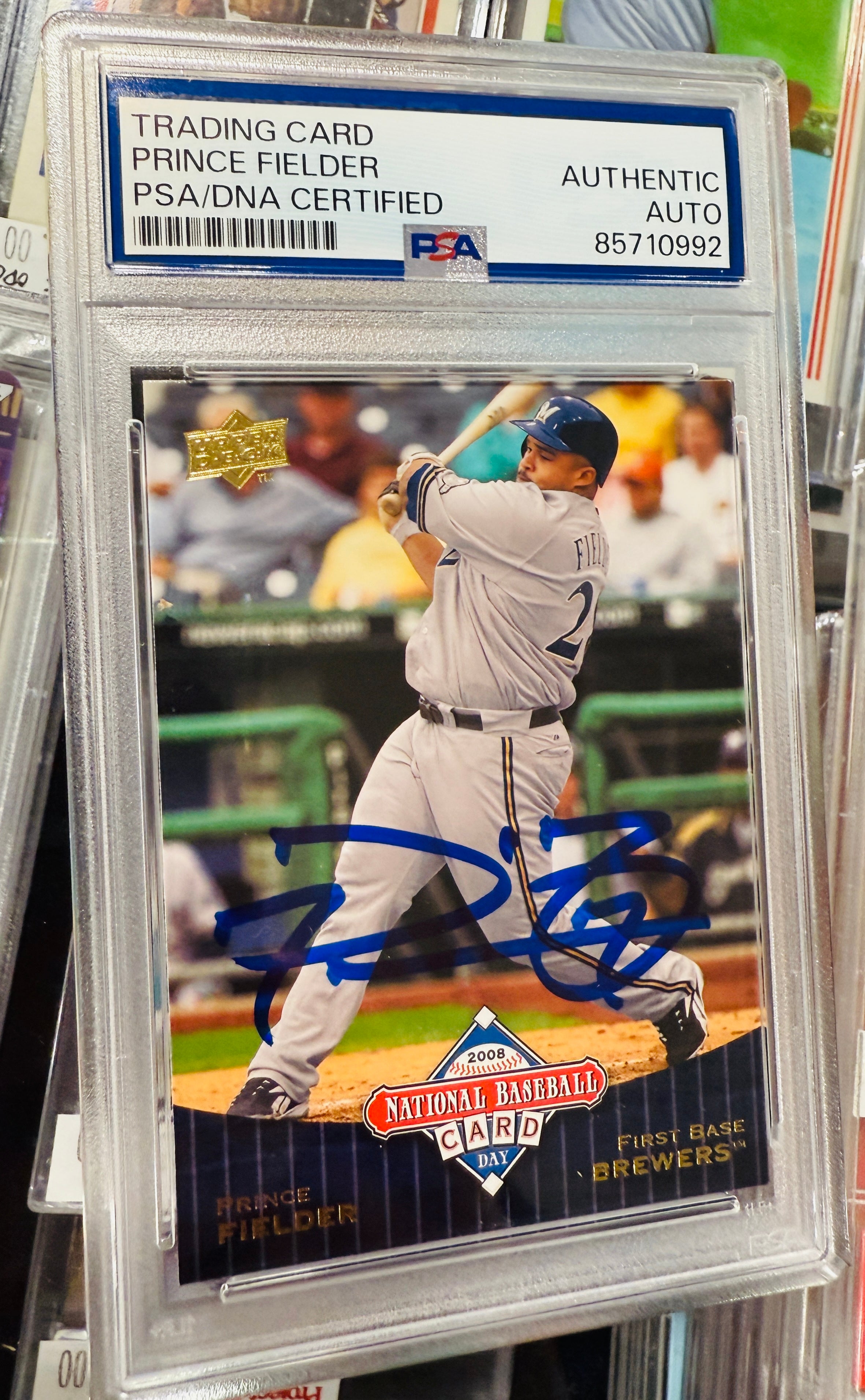 Prince Fielder autographed baseball card PSA/DNA certified