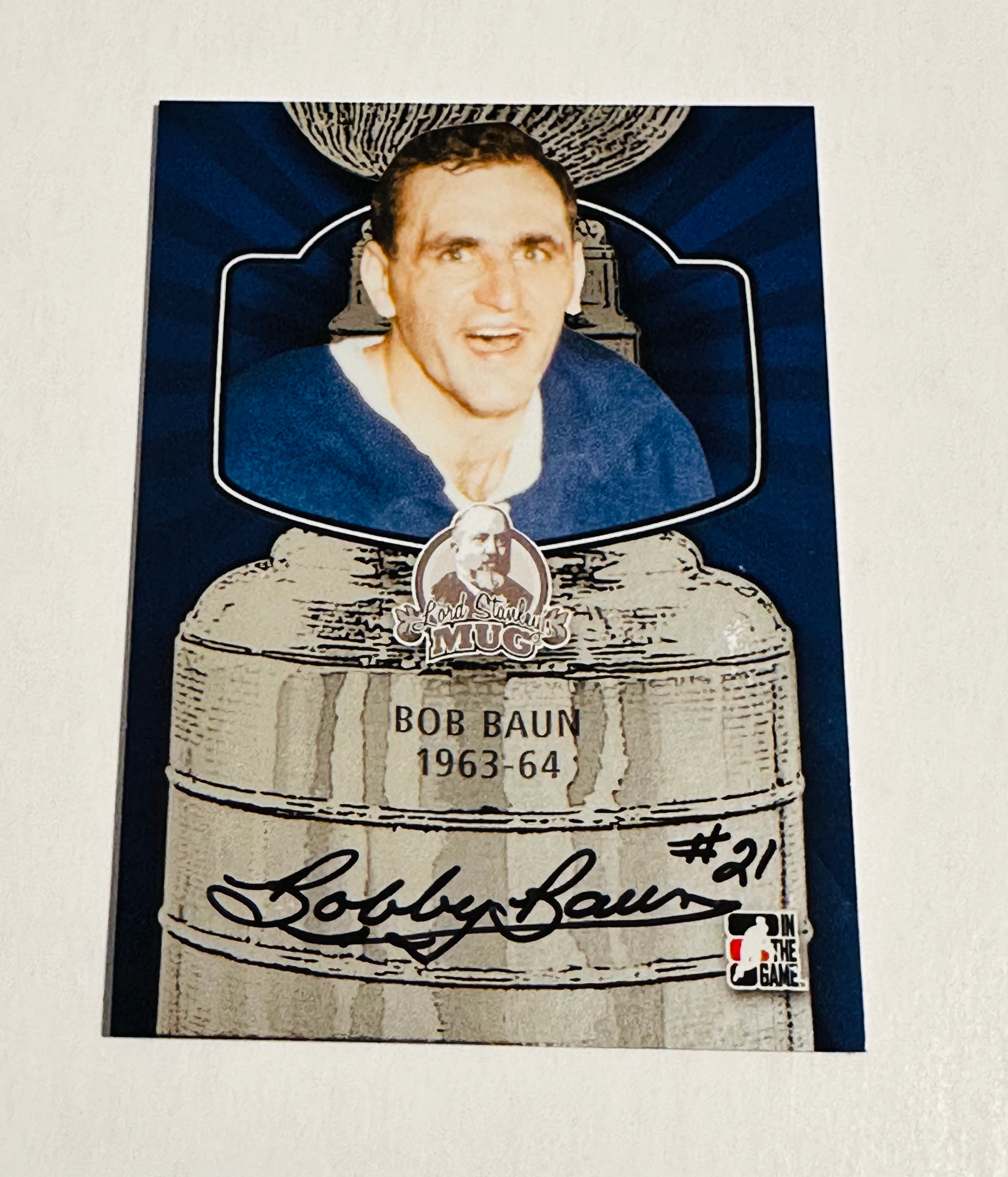 Bobby Baun Leafs autograph hockey insert card