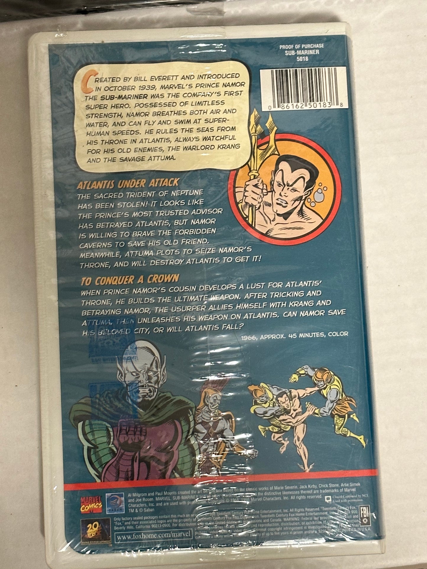 VHS Marvel Submariner rare vintage factory sealed 1998