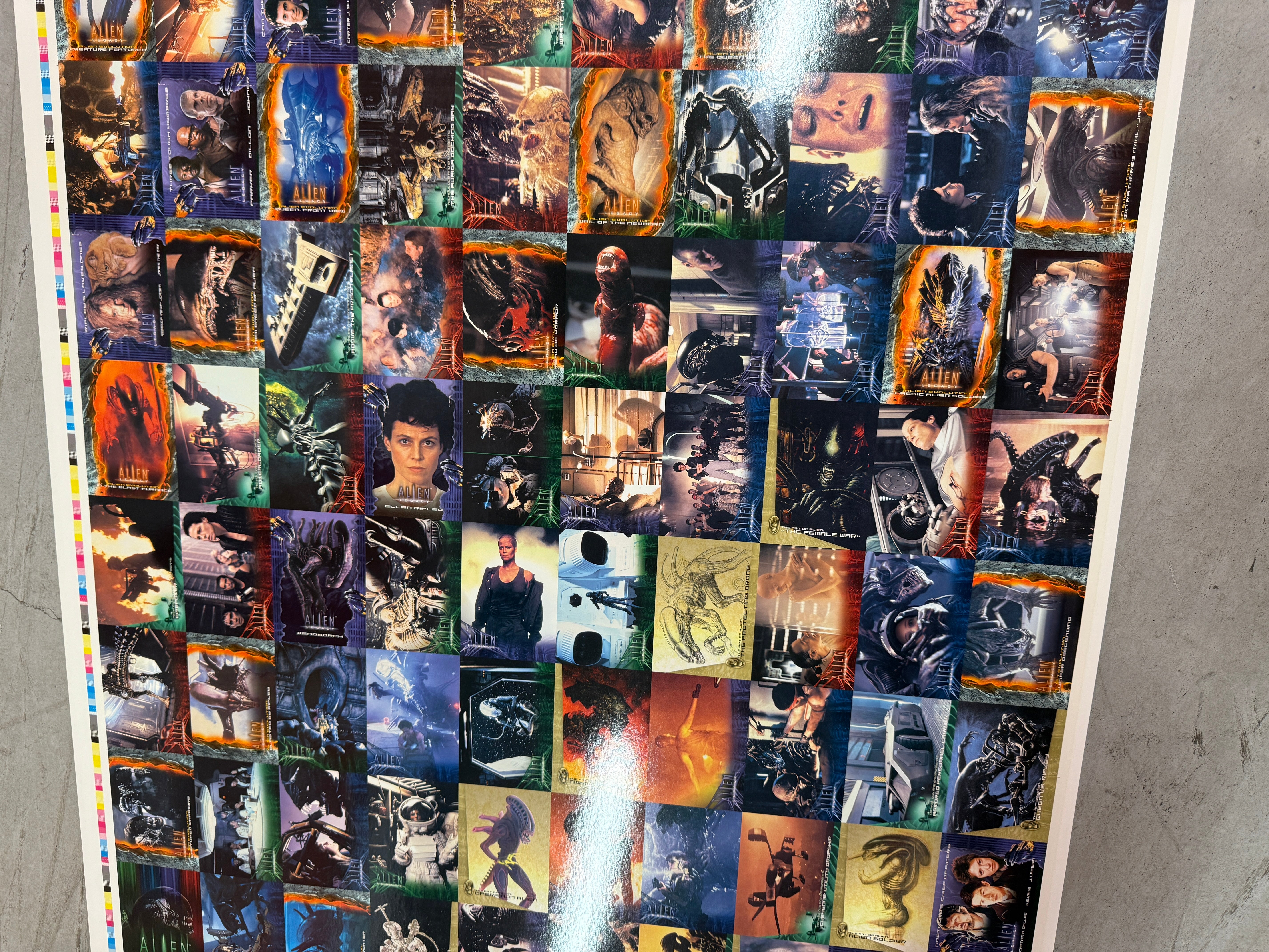 Alien Legacy movie cards, rare Uncut Cards sheet 1998