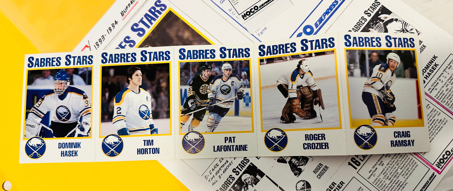 Tim Horton rare Buffalo Sabres Noco express shop hockey cards panel set 1993