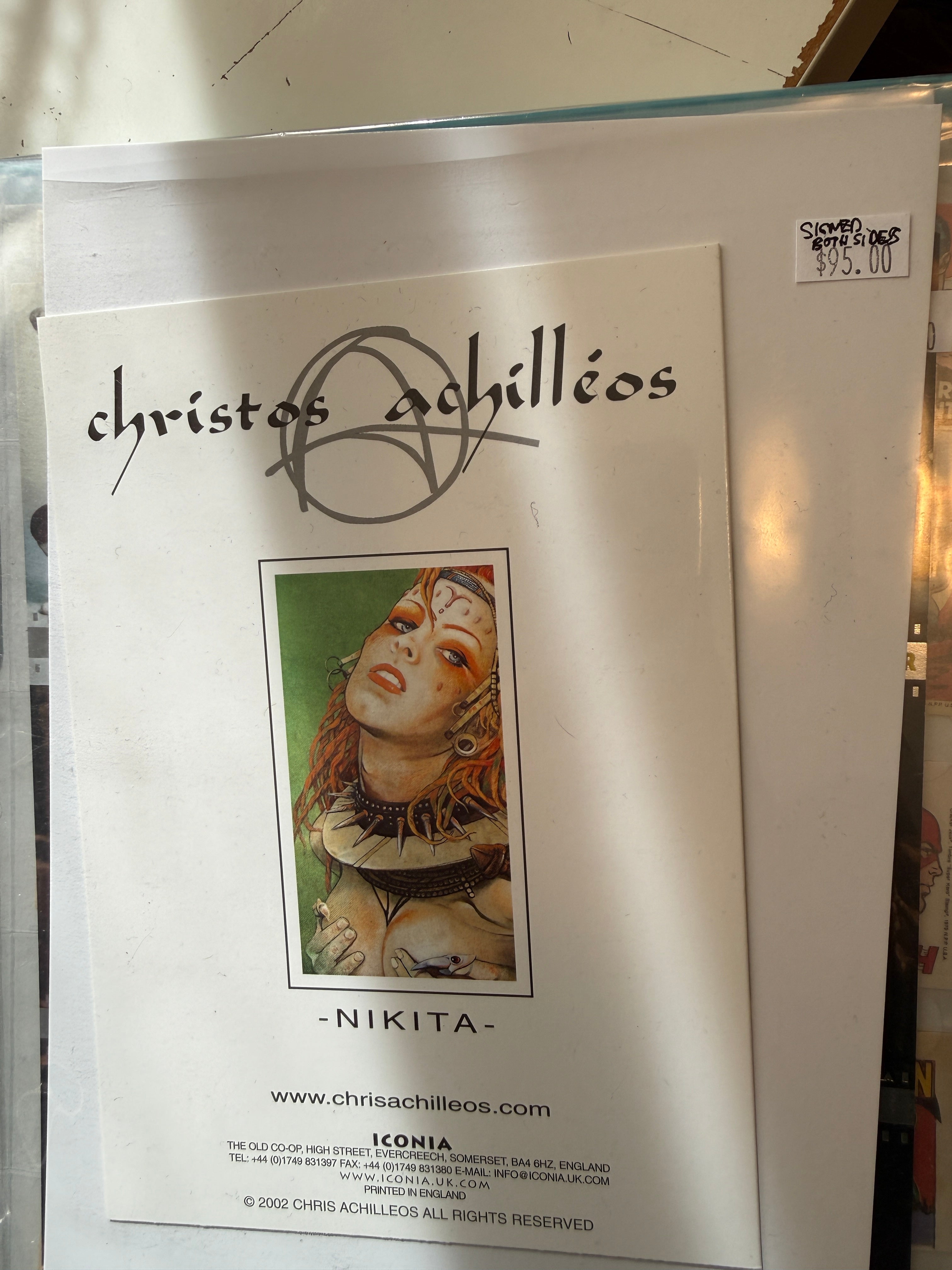 Christos achilleos limited edition card autographed by this artist sold with COA