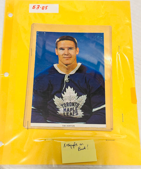 Tim Horton rare press photo with original autographs on back 1963