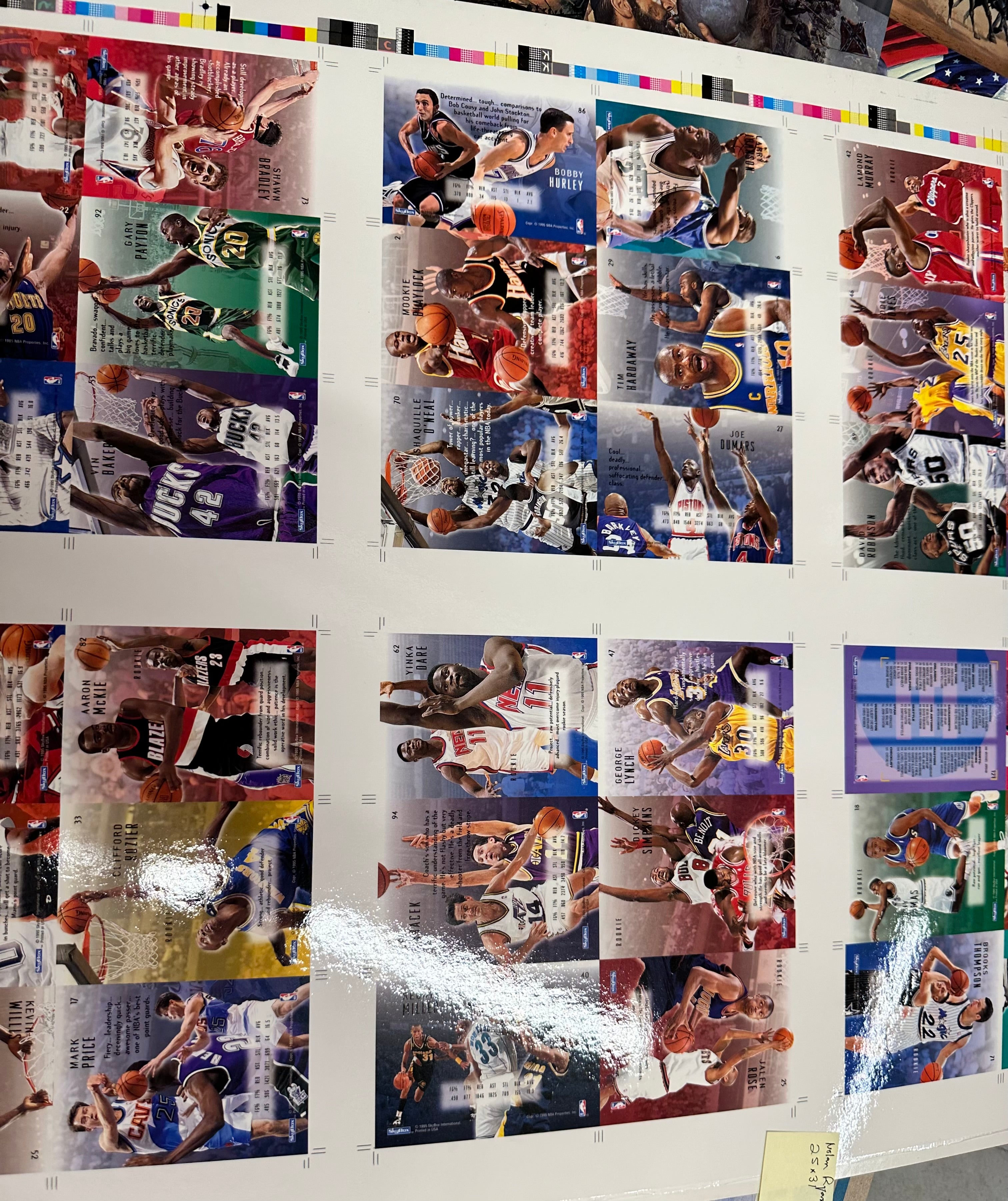 1995 Skybox basketball rare master series limited numbered press cards sheet