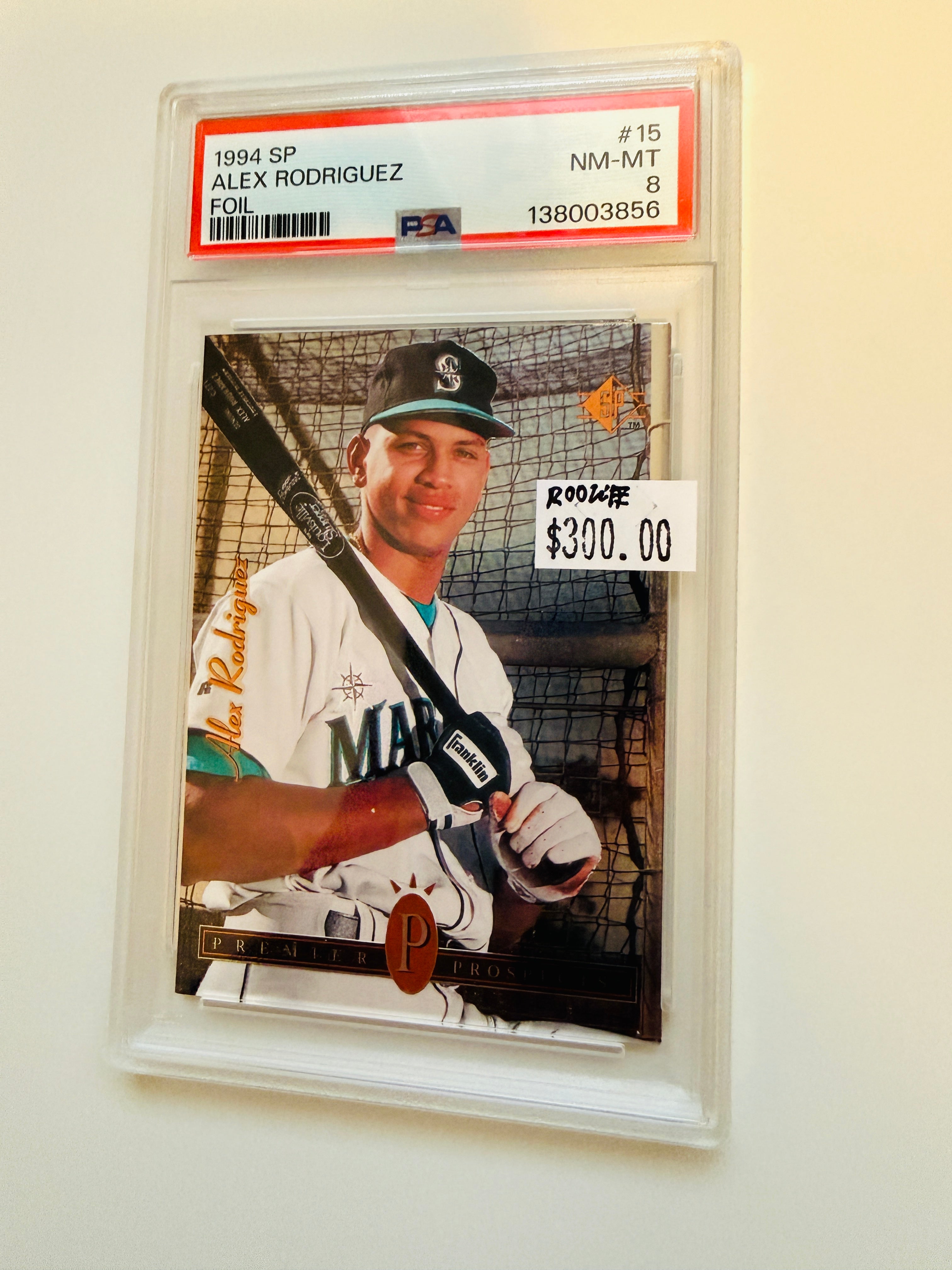 Alex Rodriguez, Upper Deck SP foil rookie baseball card PSA eight graded 1994