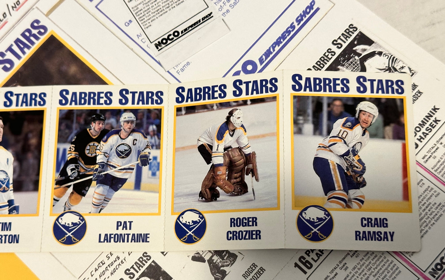 Tim Horton rare Buffalo Sabres Noco express shop hockey cards panel set 1993