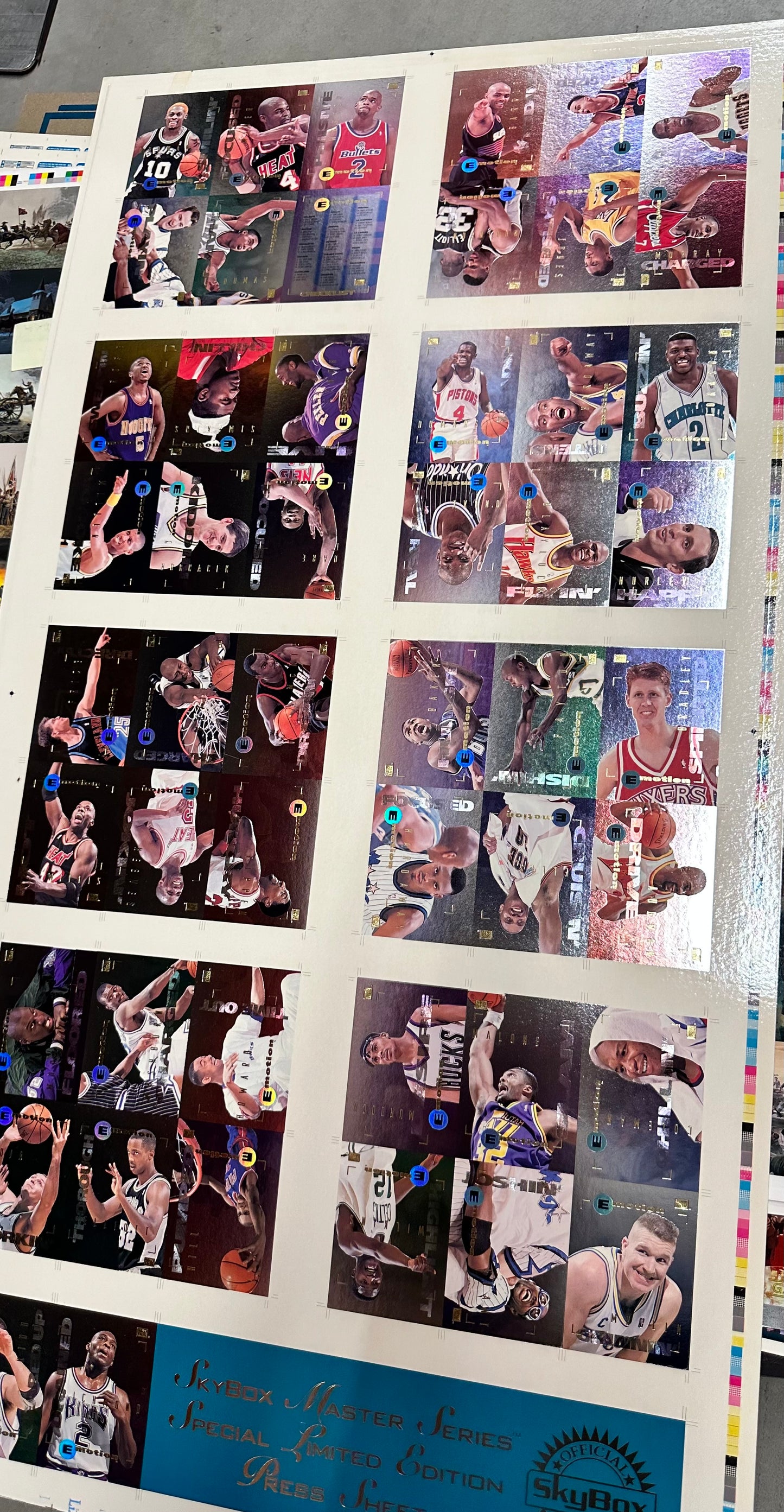 1995 Skybox basketball rare master series limited numbered press cards sheet