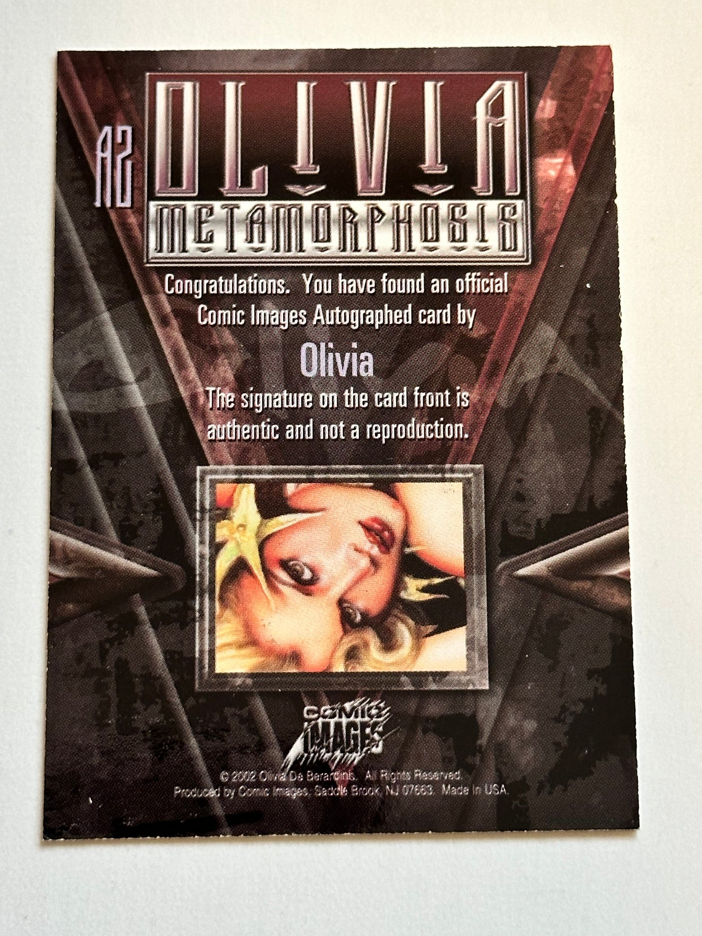 Olivia metamorphosis autographed insert card