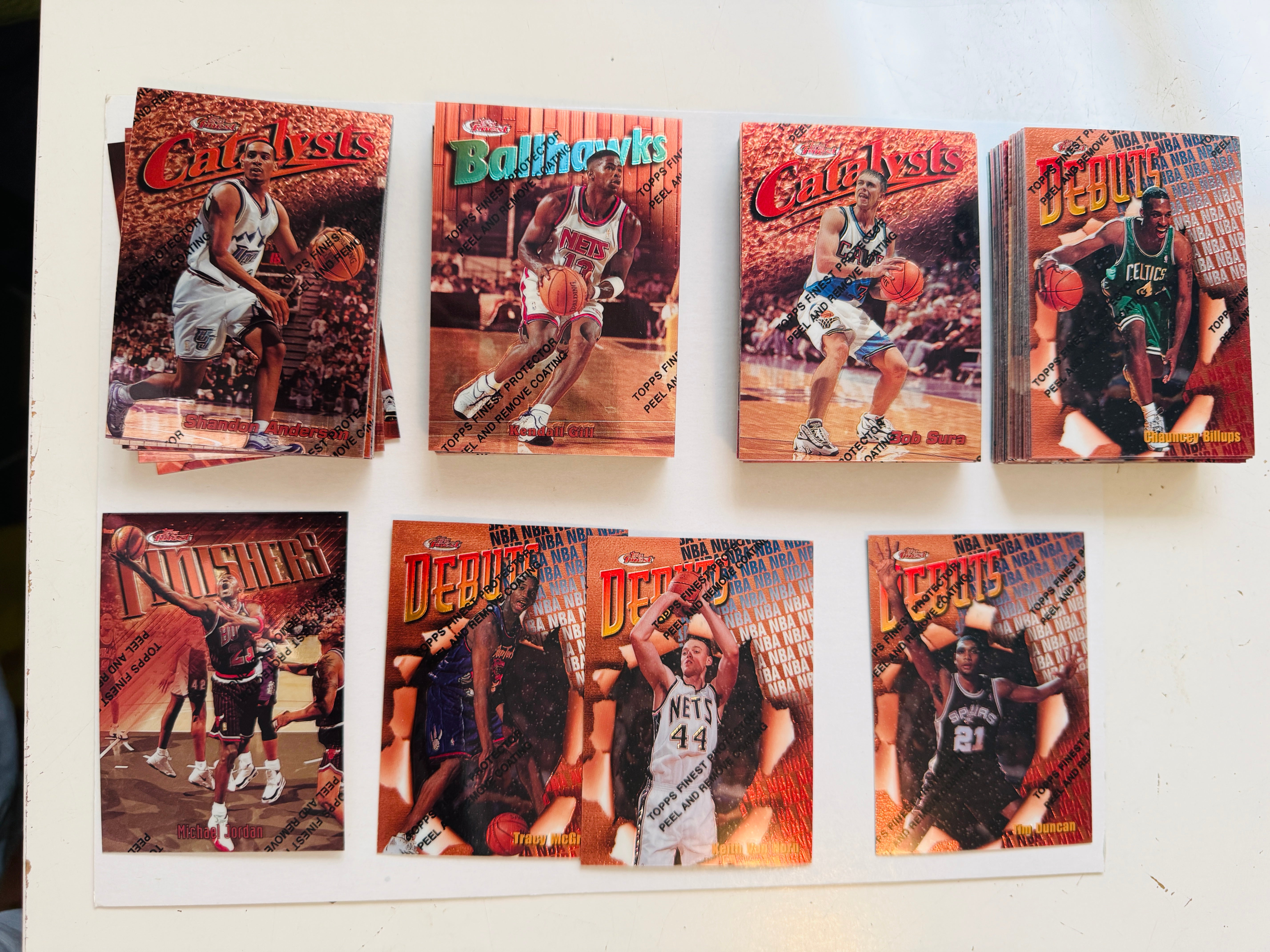 1997/98 Topps Finest basketball series 1 cards set with all the rookies plus Michael Jordan