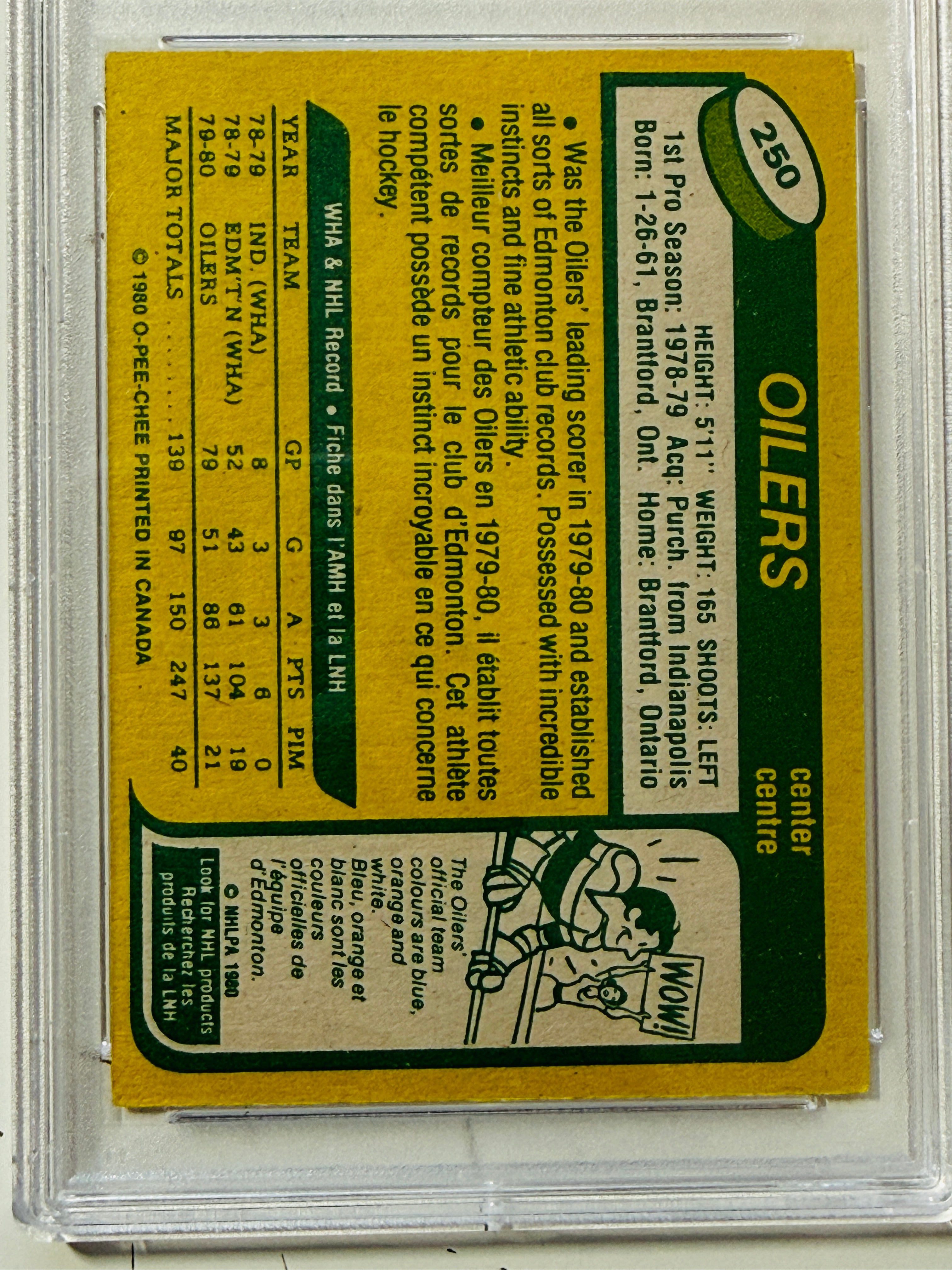 Wayne Gretzky Opc 2nd year high grade PSA 6 hockey card 1980