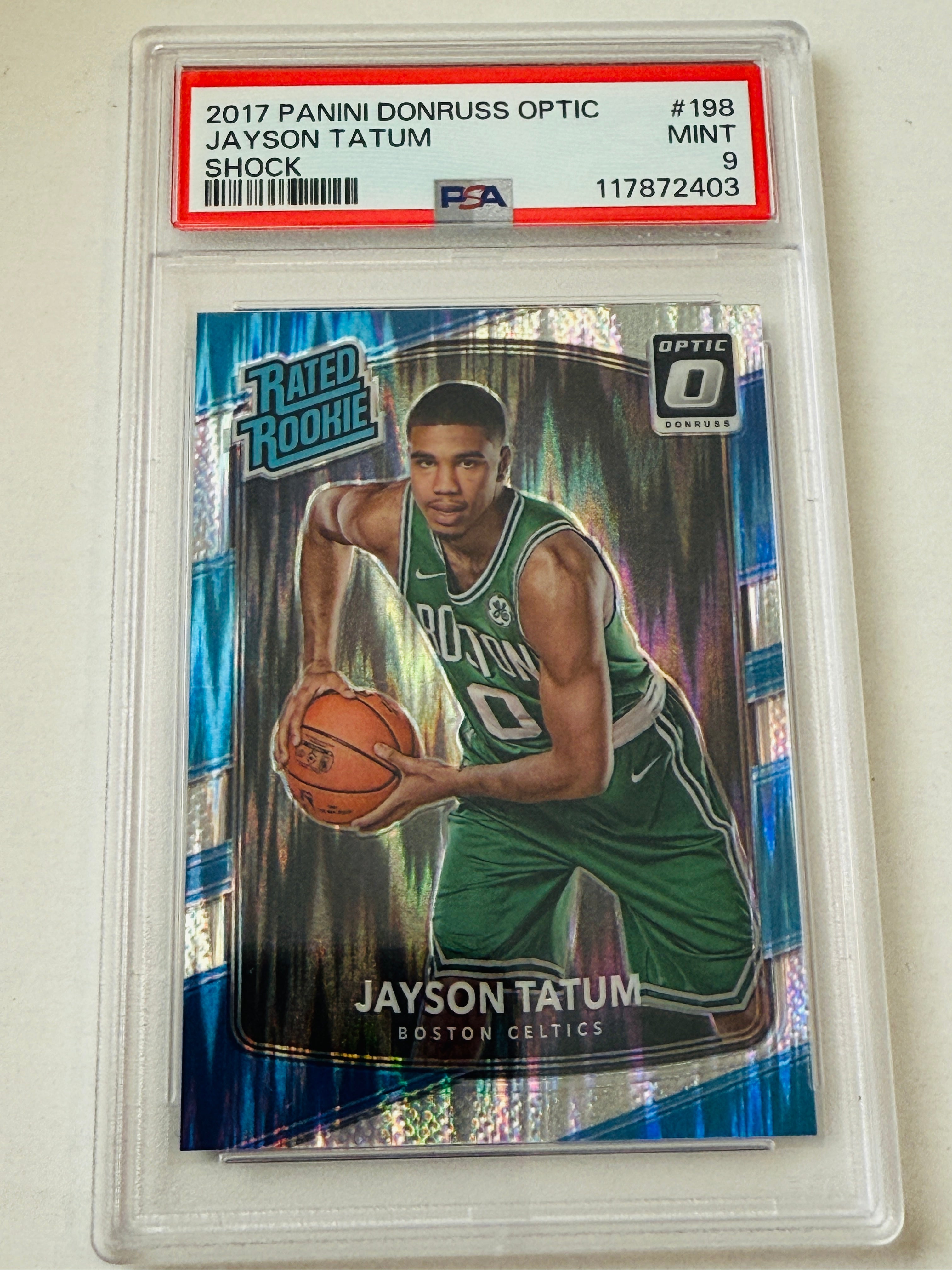 Jayson Tatum, PSA nine rare optics graded basketball rookie card 2017