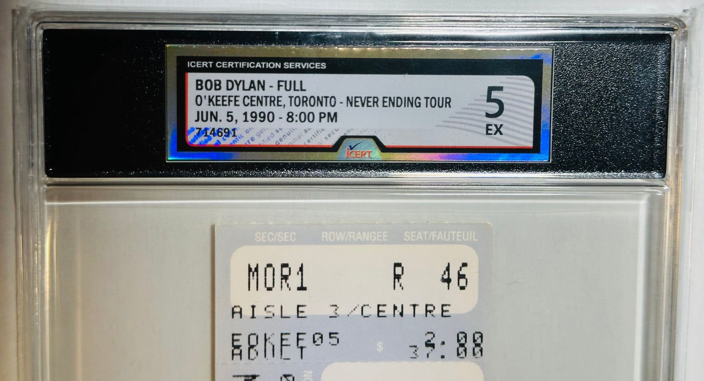 Bob Dylan vintage concert graded ticket 1990