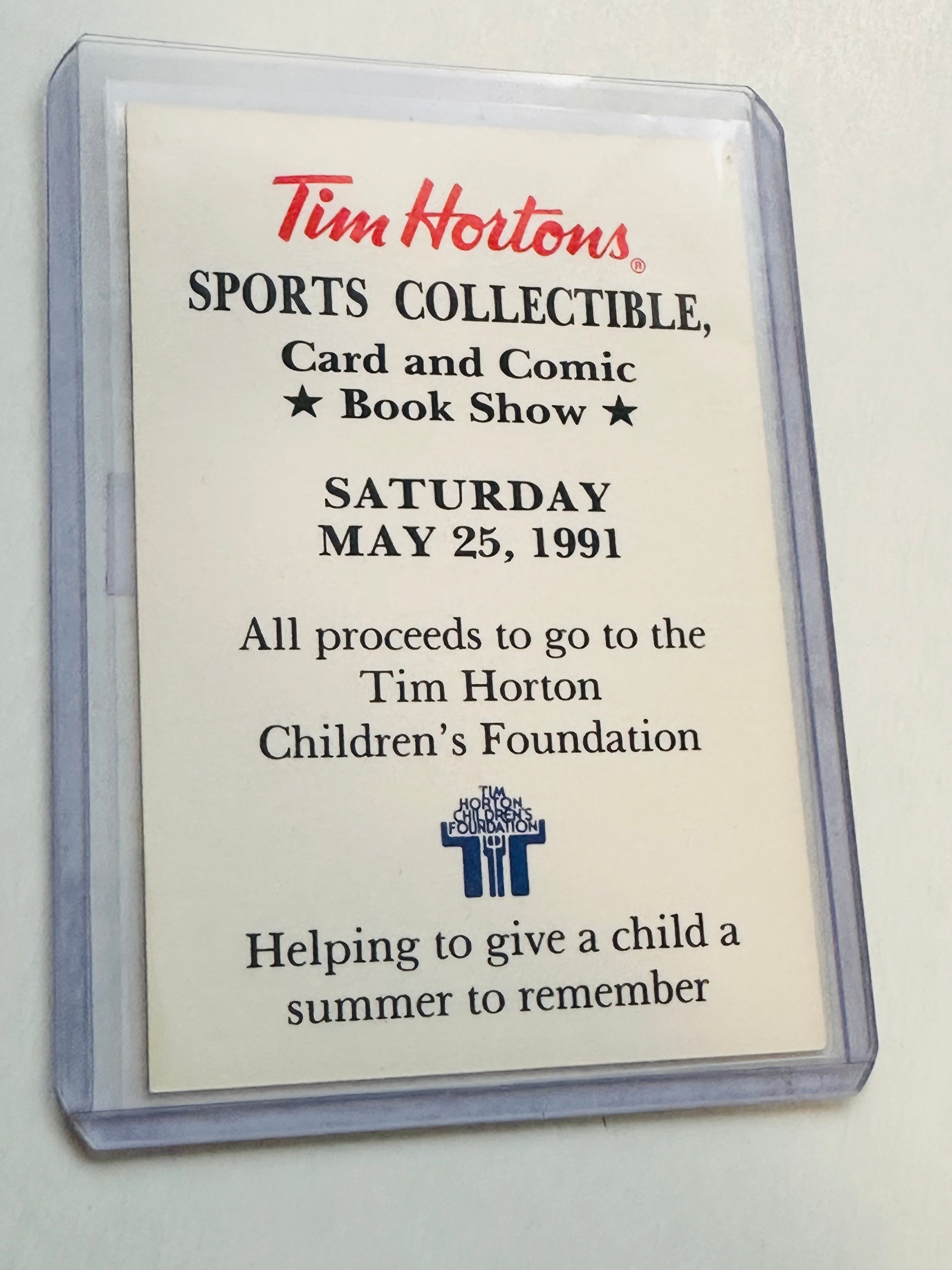 Tim Horton children’s foundation rare limited issued Hockey card 1991