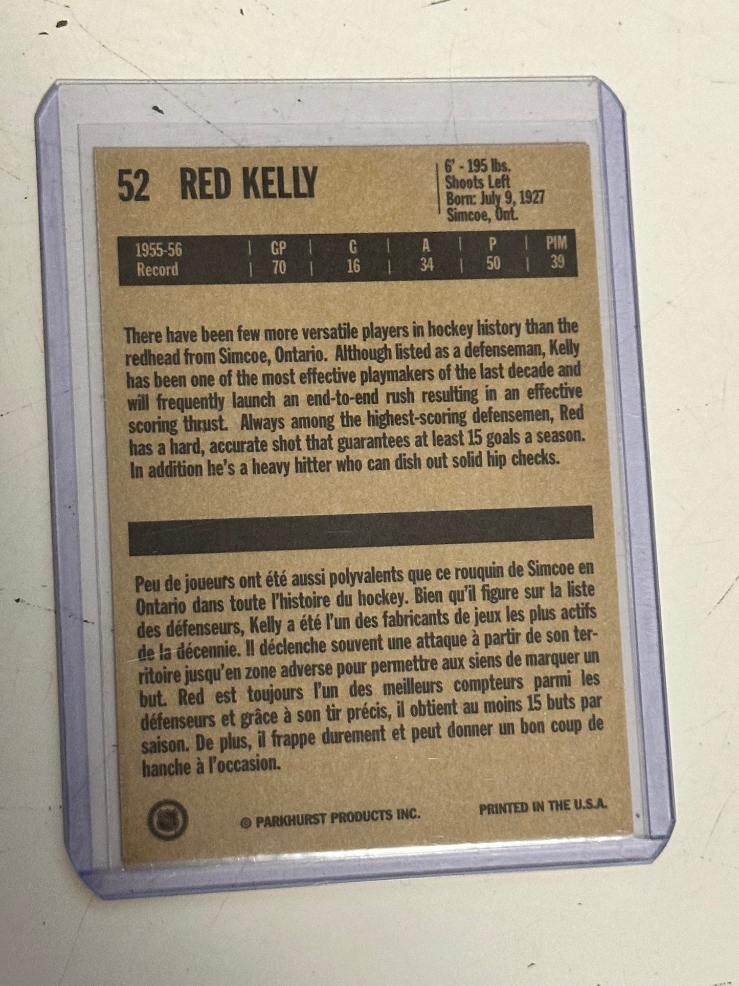 Red Kelly Toronto Maple Leafs autograph hockey card with COA