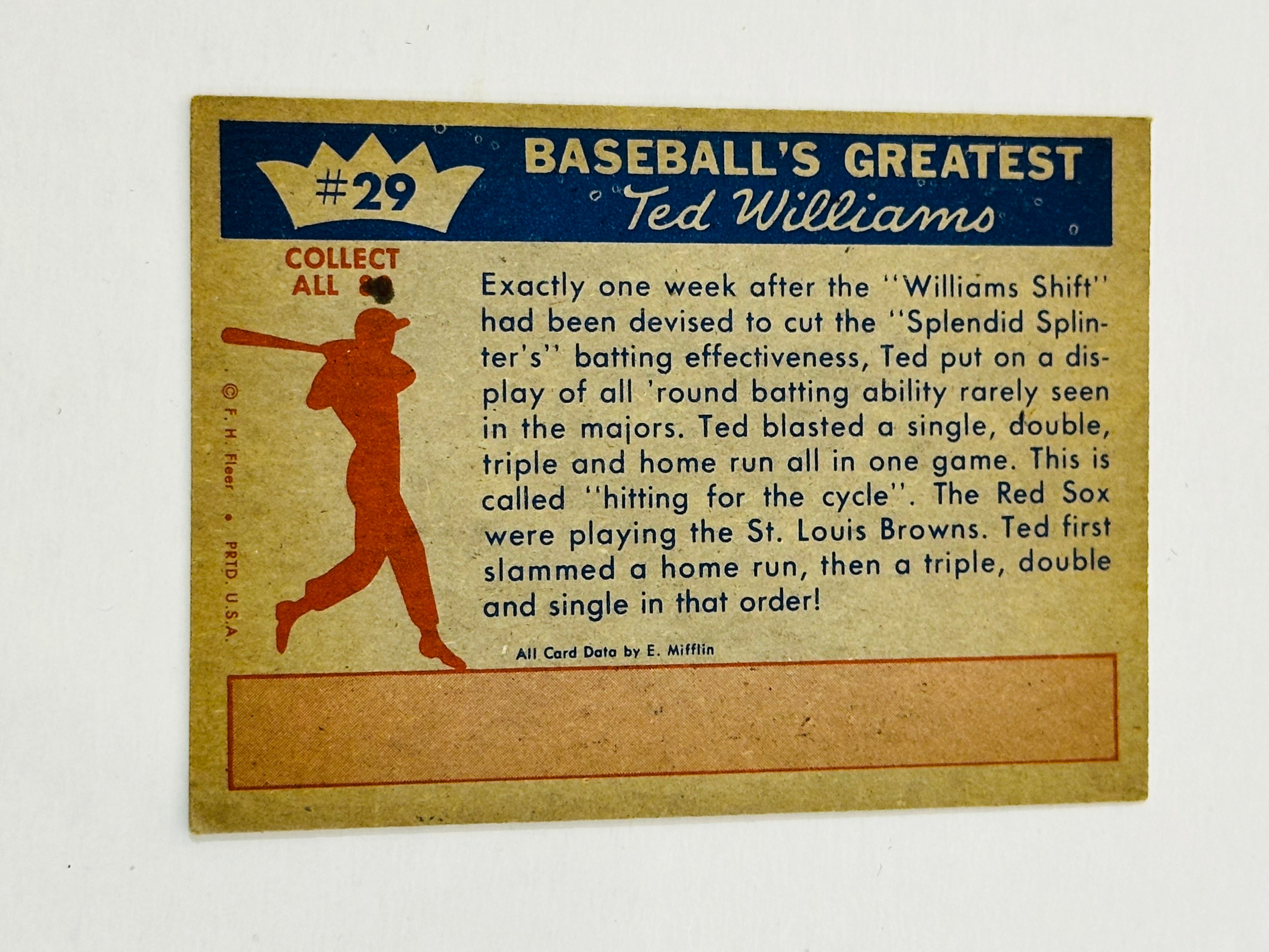 Ted Williams Fleer baseball vintage card 1959