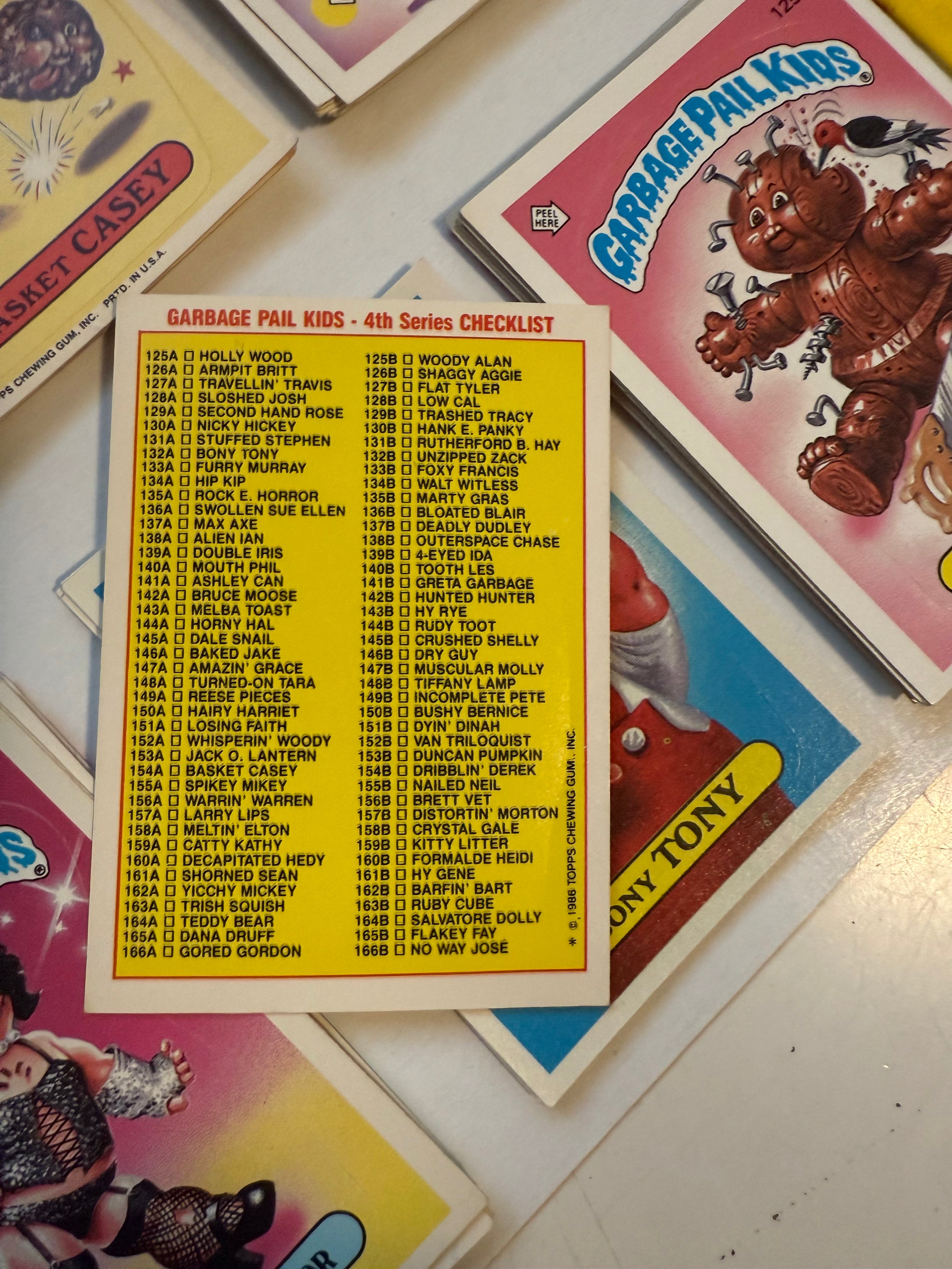 Garbage Pail kids series 4 high grade condition stickers set with wrapper 1985