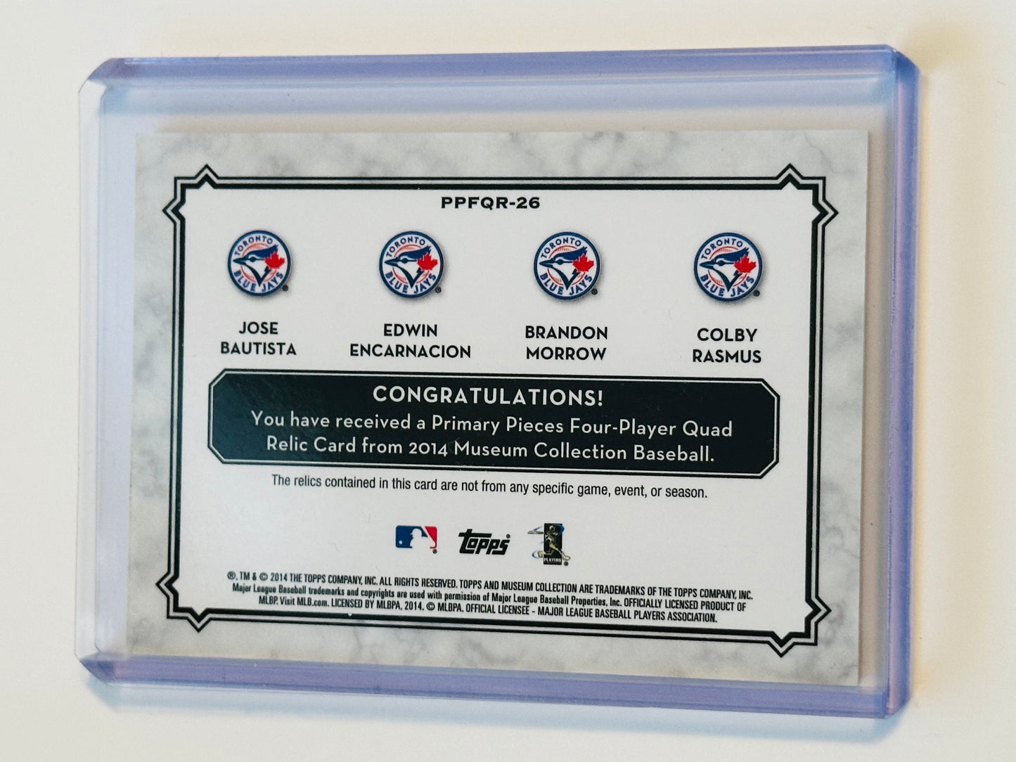 Toronto Blue Jays baseball rare quad memorabilia insert card