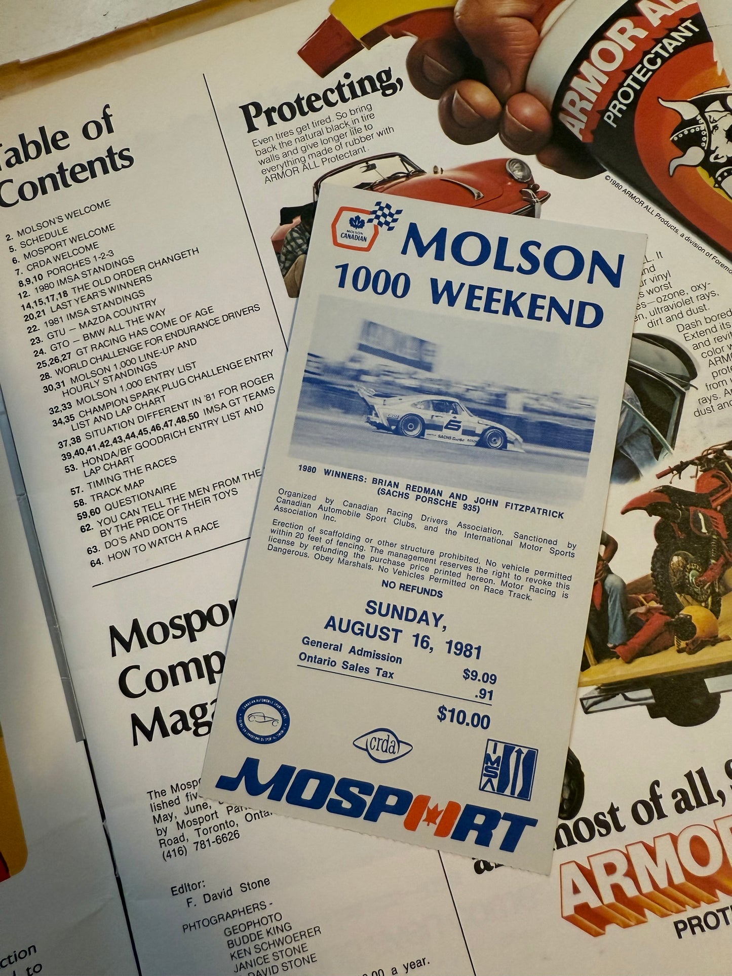 Molson 1000 race program 1981