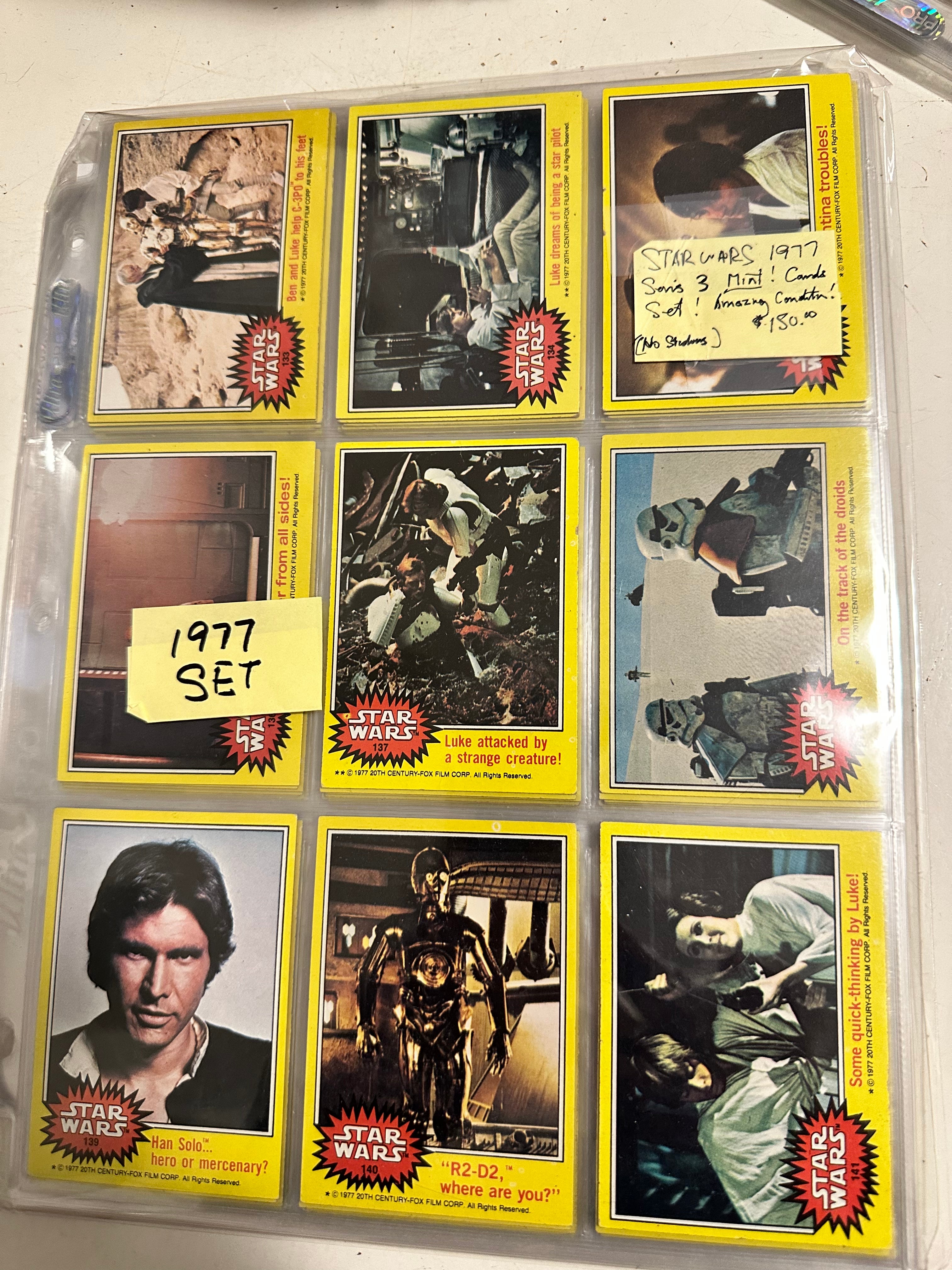 Star Wars series 3 cards set high grade condition 1977