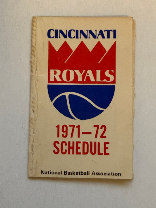 Cincinnati Royals basketball pocket schedule 1971