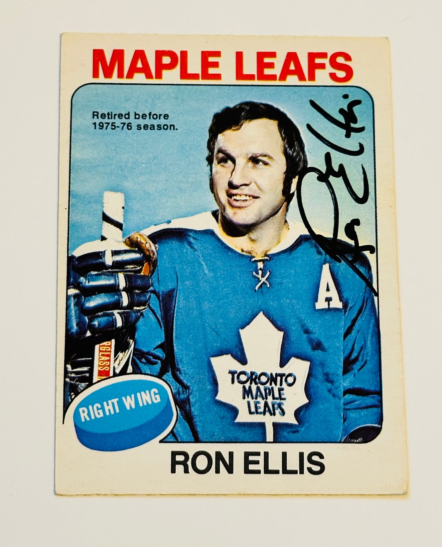 Ron Ellis Leafs hockey legend autograph card sold with COA