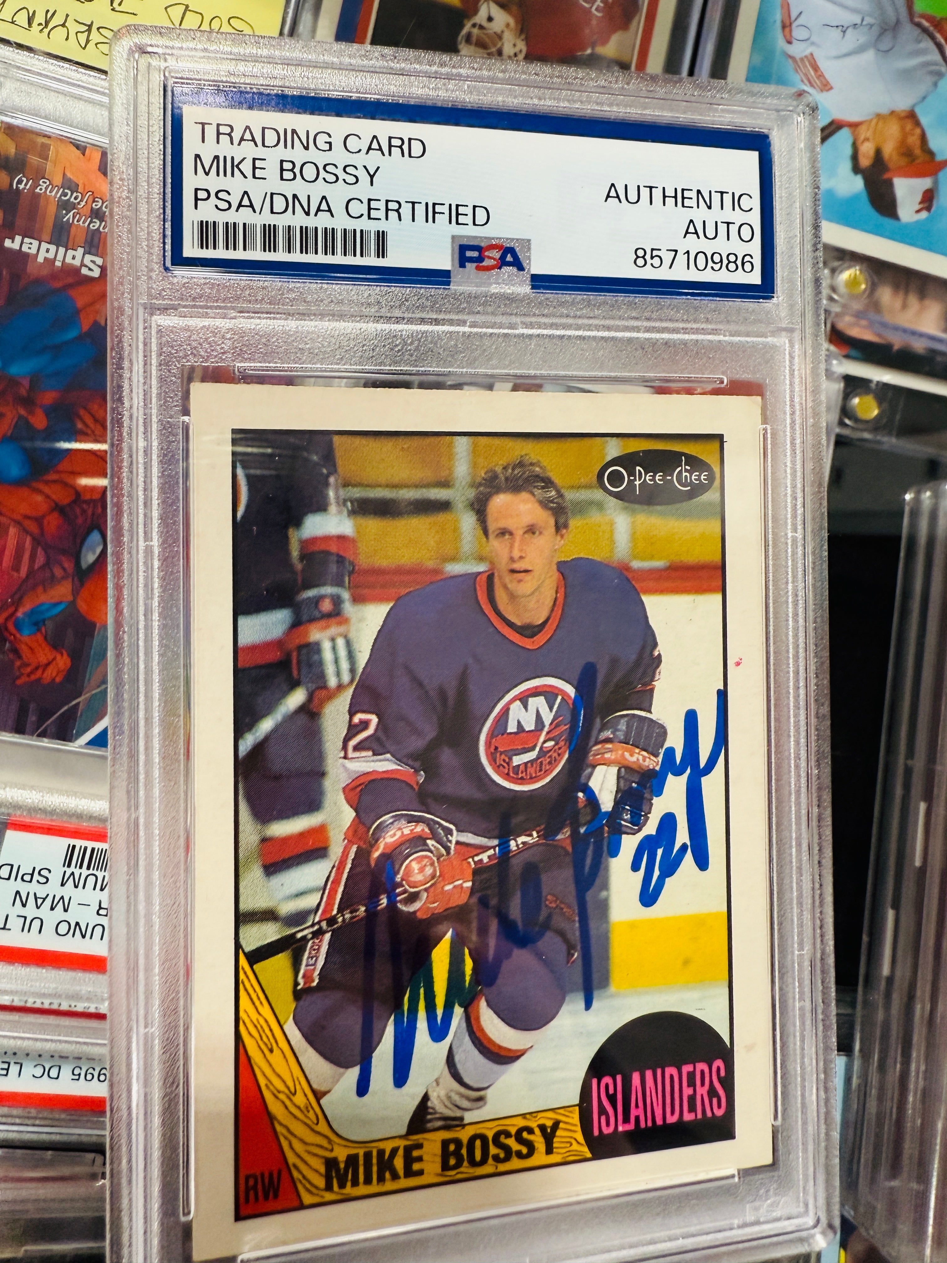 Mike Bossy NHL hockey legend autographed card certified by PSA/DNA