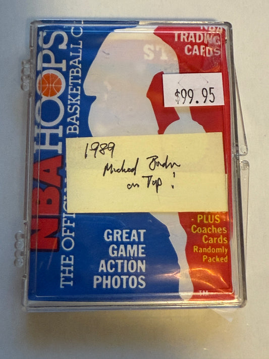 1989 Hoops basketball sealed cards pack with Michael Jordan on top of pack!