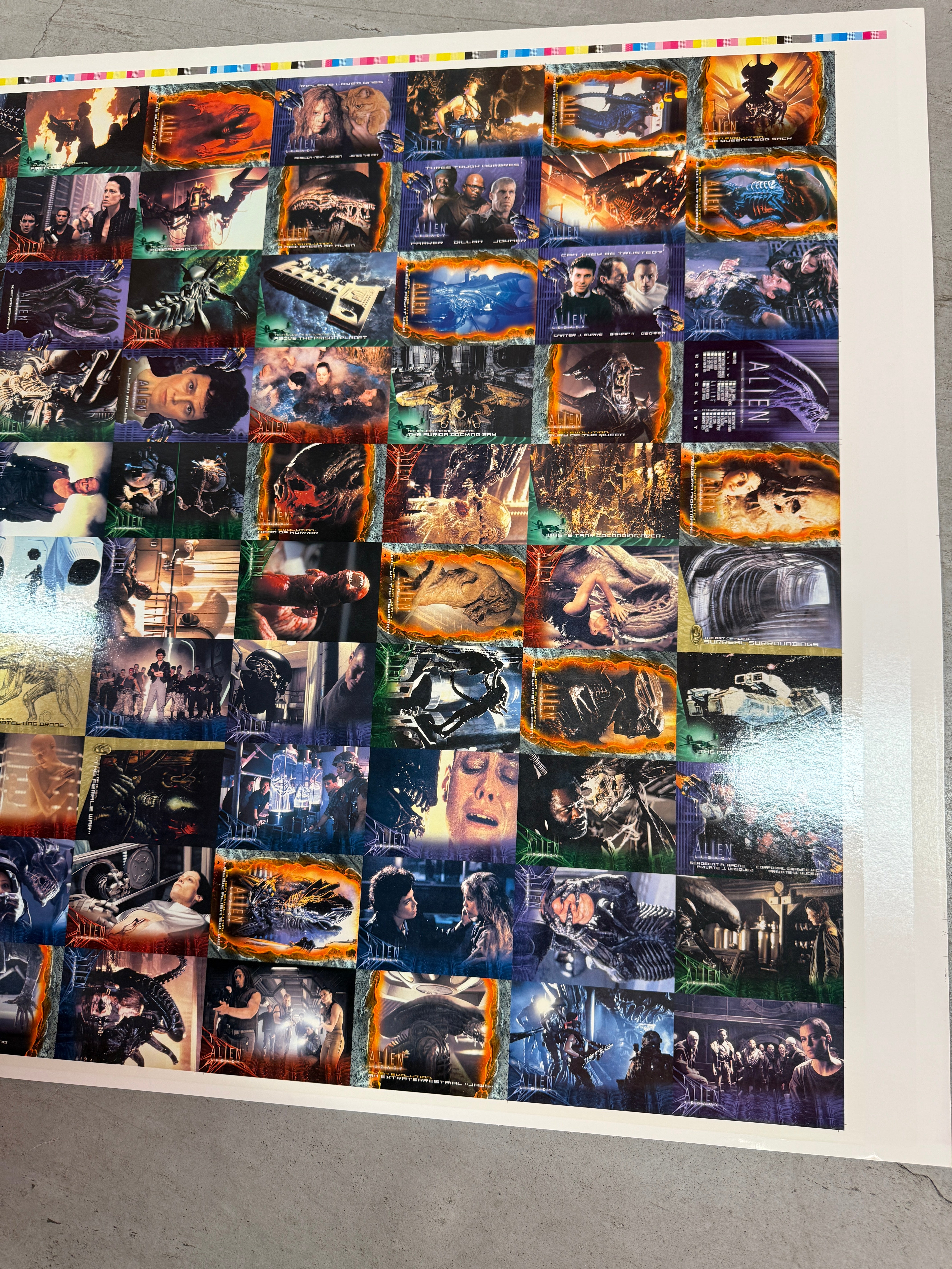 Alien Legacy movie cards, rare Uncut Cards sheet 1998