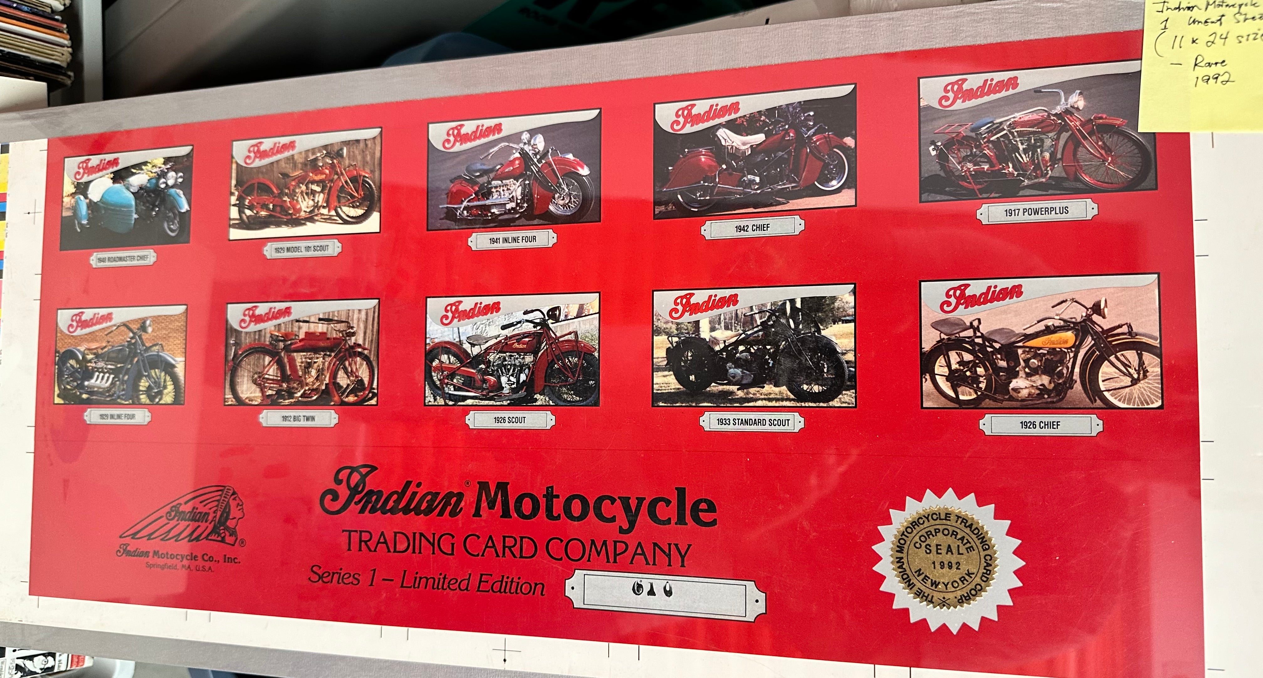 Indian Motorcycle rare series 1 uncut numbered cards sheet 1992