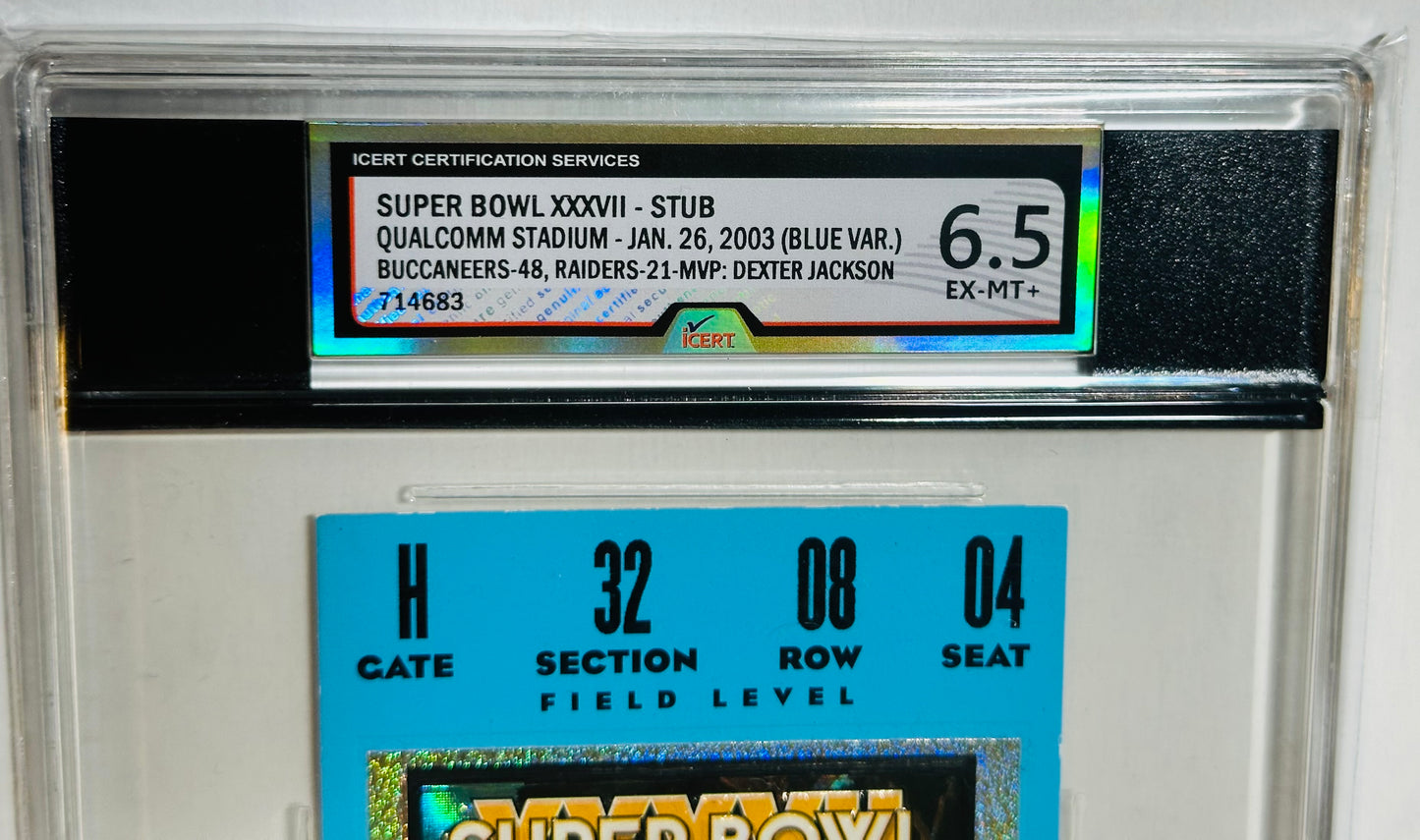 Super Bowl XXXVII football game graded ticket 2003