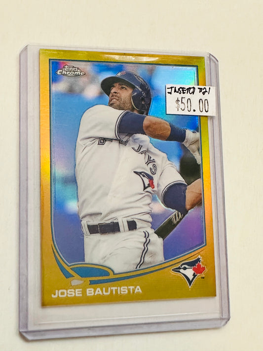 Toronto Blue Jays, Jose Bautista topps chrome numbered refractor baseball card 2013