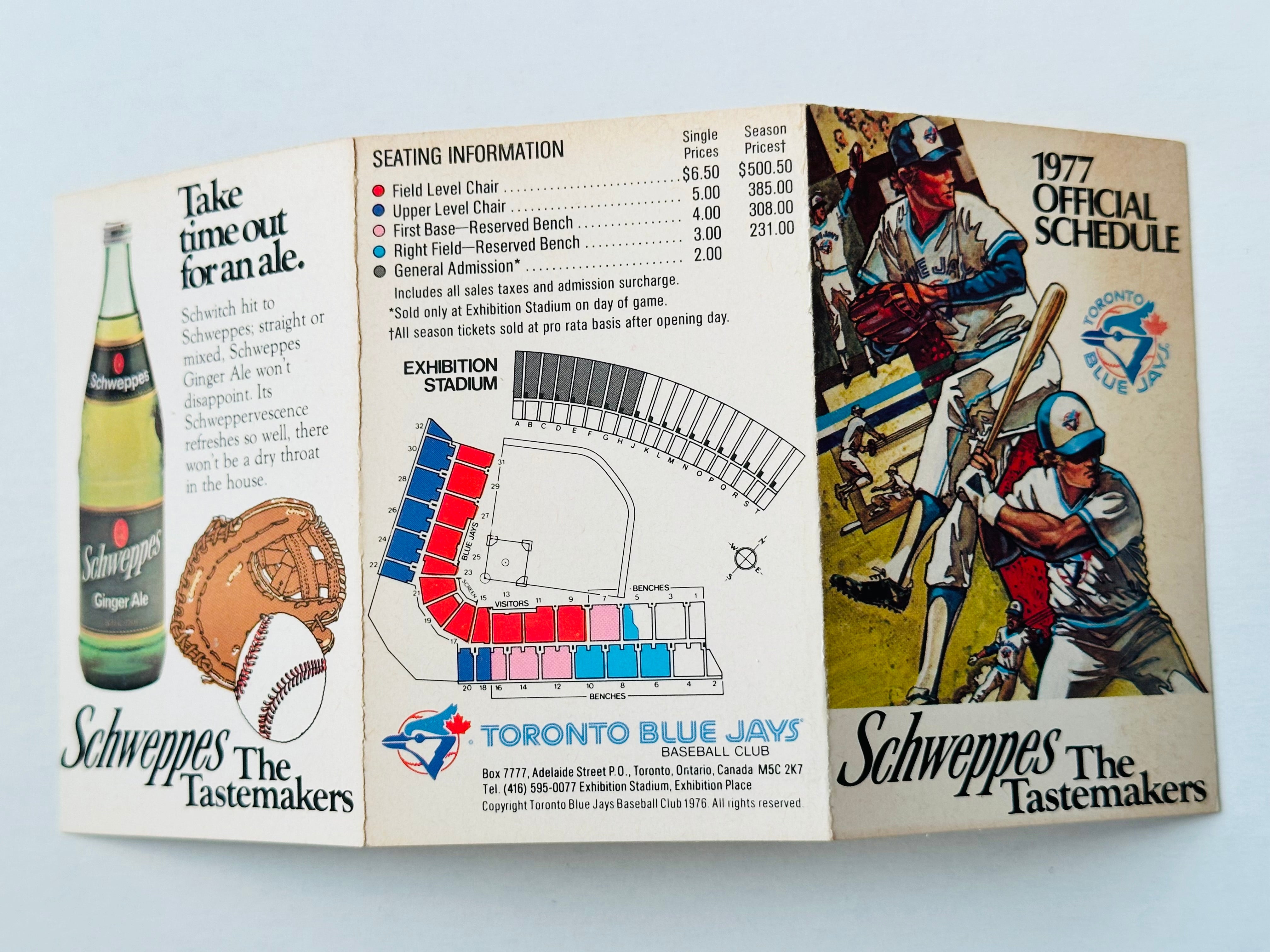 Toronto Blue Jays  Scheppes baseball rare first year pocket schedule 1977