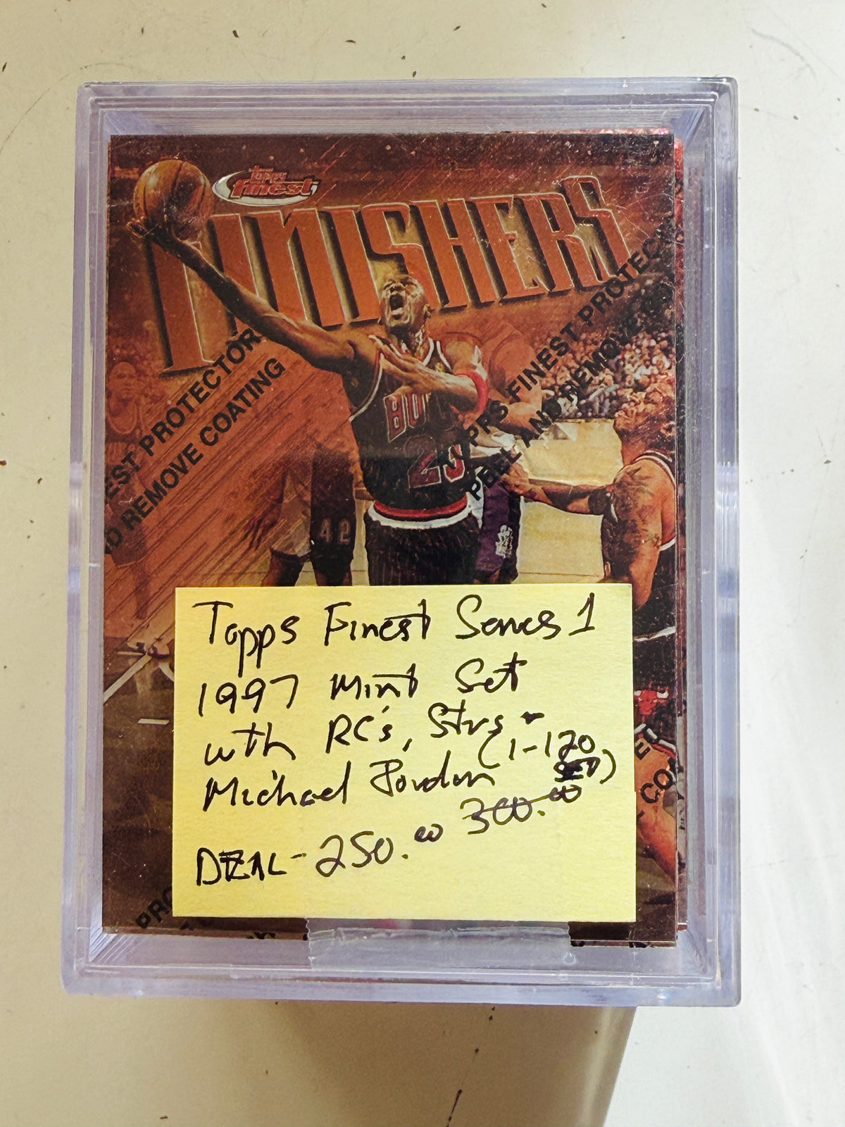 1997/98 Topps Finest basketball series 1 cards set with some rookies plus Michael Jordan card. #1-120 cards
