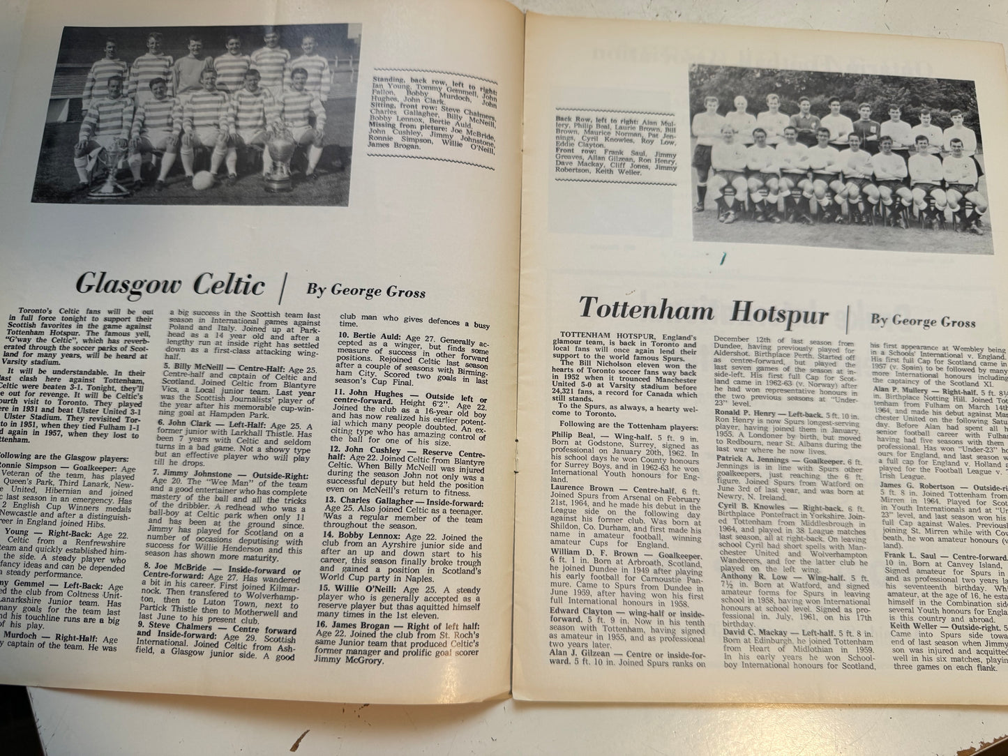 Tottenham UK versus Glasgow rugby vintage program 1960s