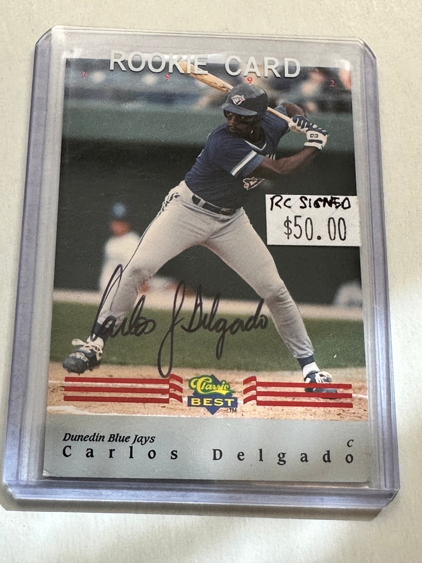 Toronto Blue Jays Carlos Delgado autographed rookie baseball card