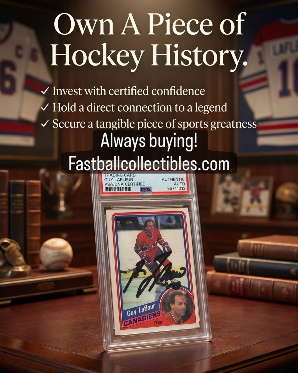 Guy LaFleur Montreal Hockey legend autographed in person card certified by PSA
