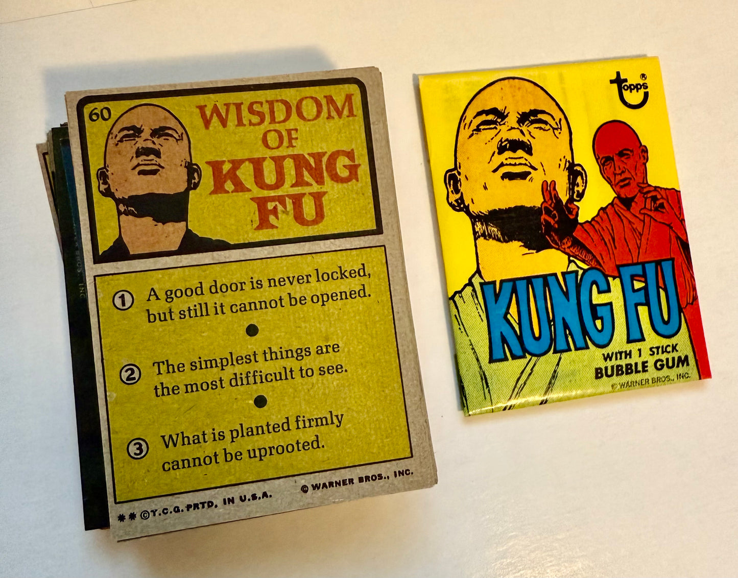 Kung Fu TV show rare high grade condition cards set with wrapper 1974