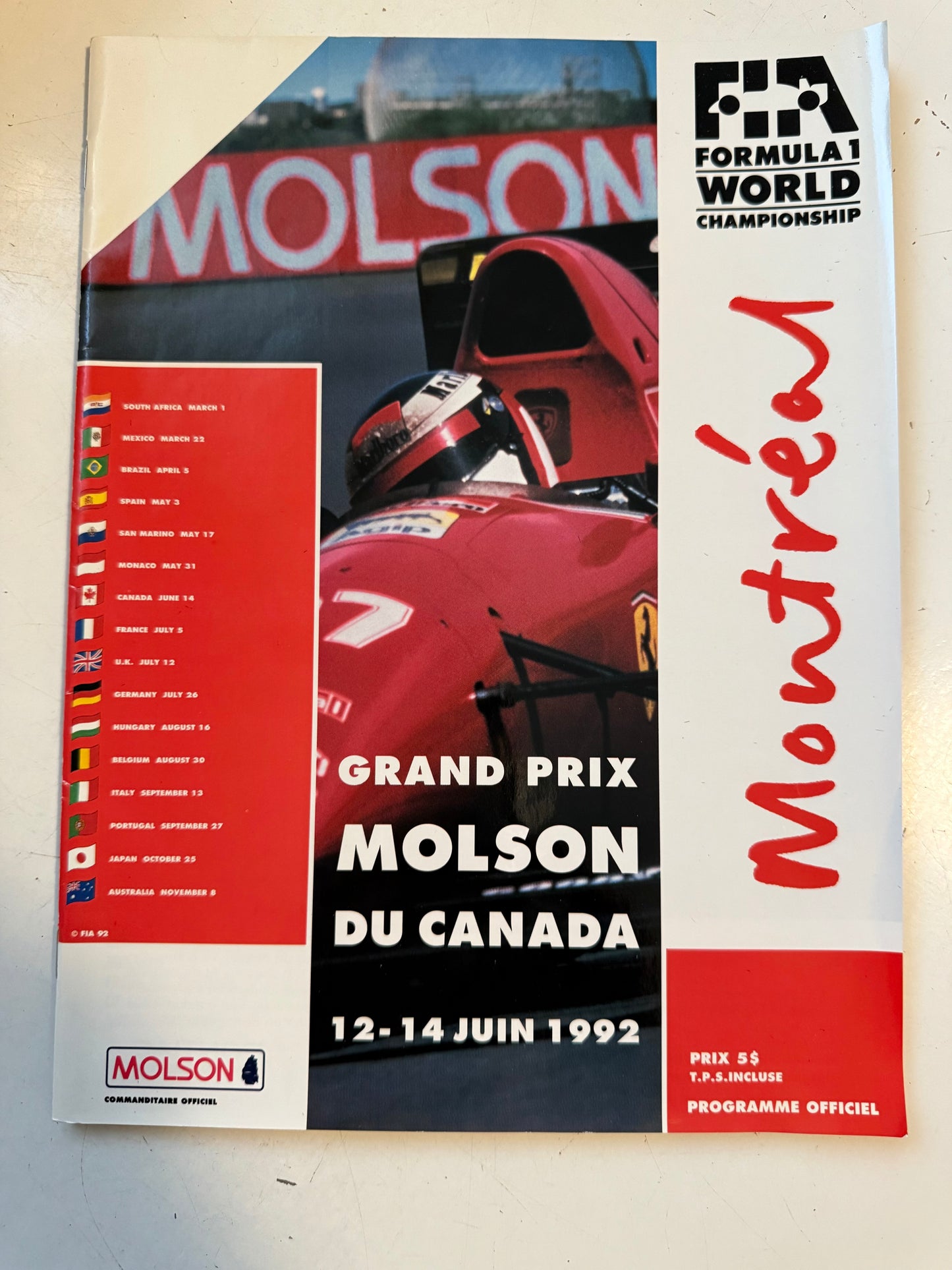 Molson Gran Prix racing program 1992