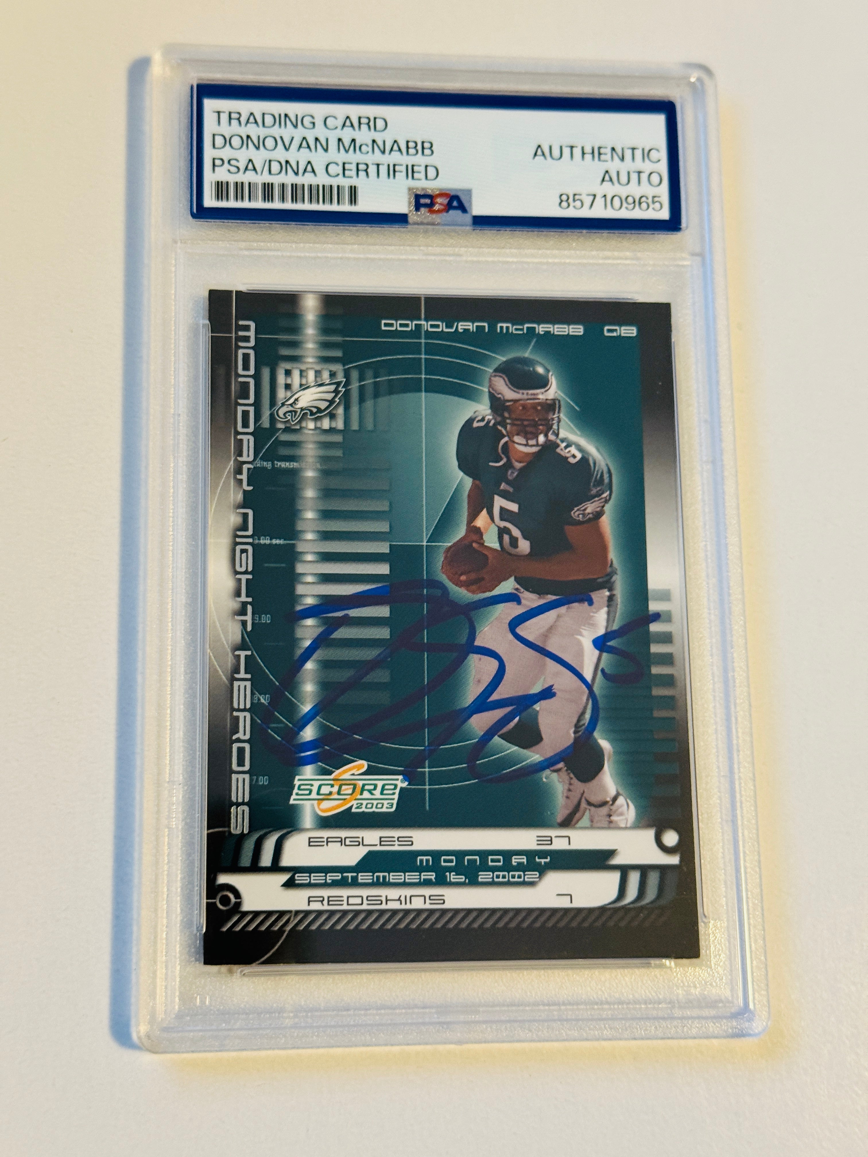 Donovan McNabb, NFL legend autographed card certified by PSA/DNA