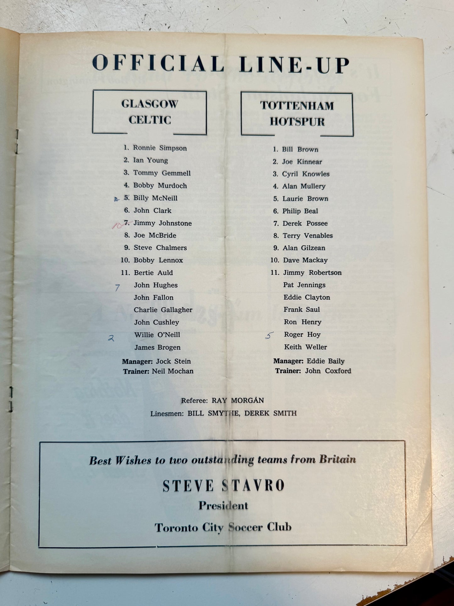 Tottenham UK versus Glasgow rugby vintage program 1960s