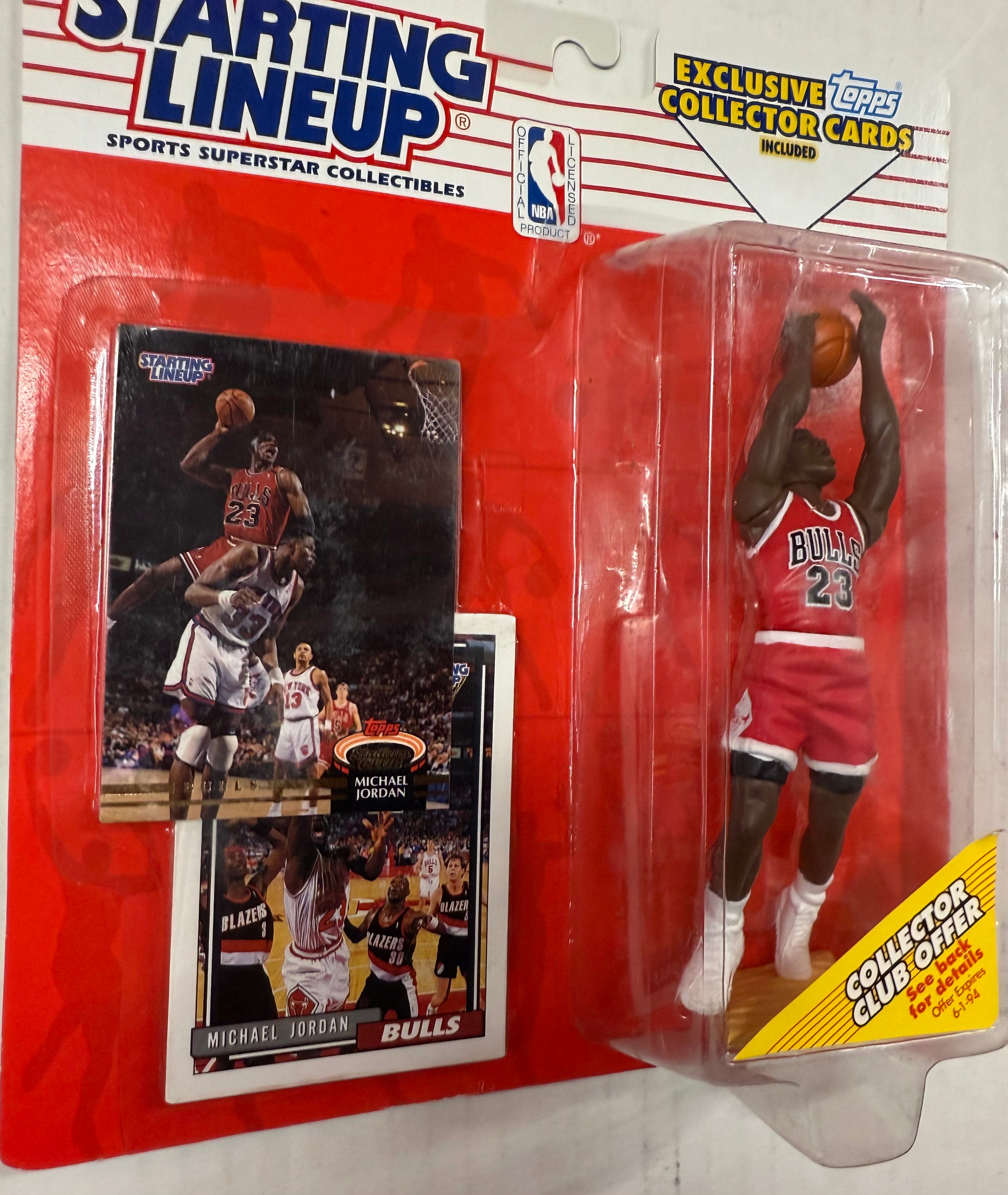 Michael Jordan Starting Lineup rare factory sealed figure with two cards 1993