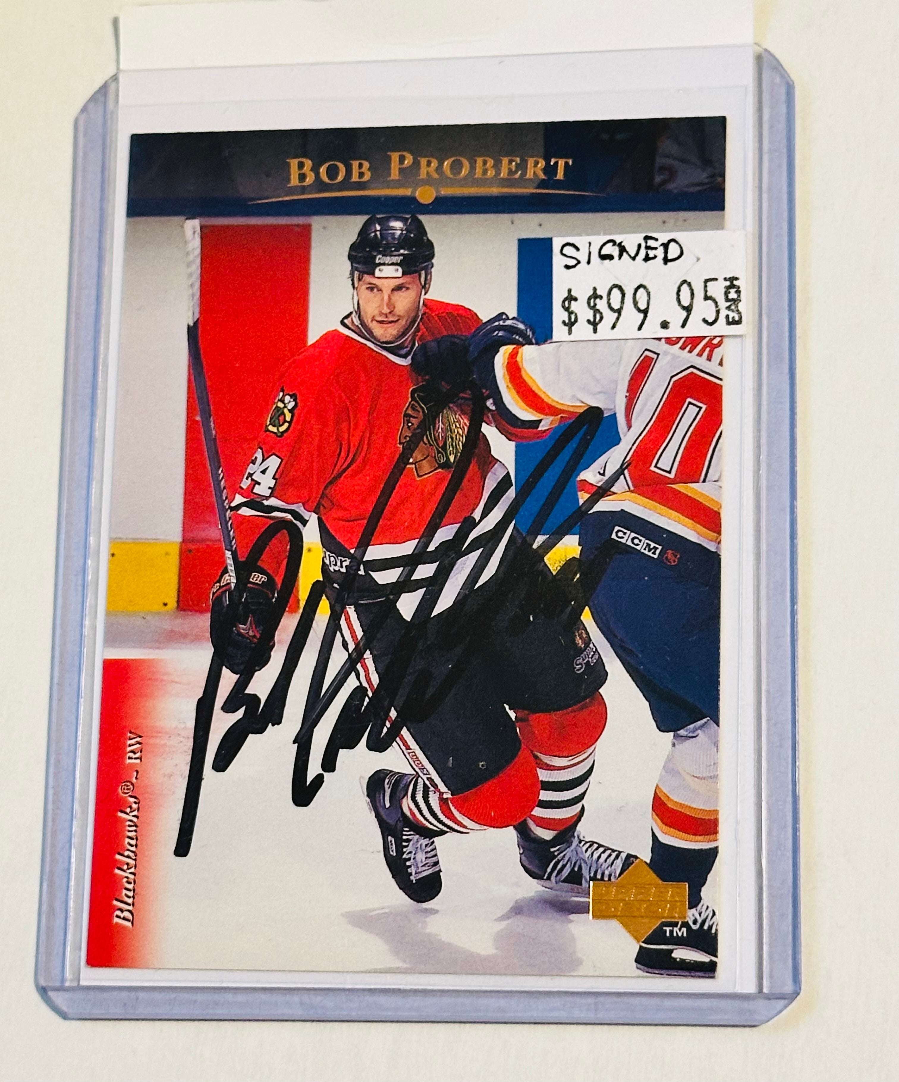 Bob Probert rare autograph hockey with COA