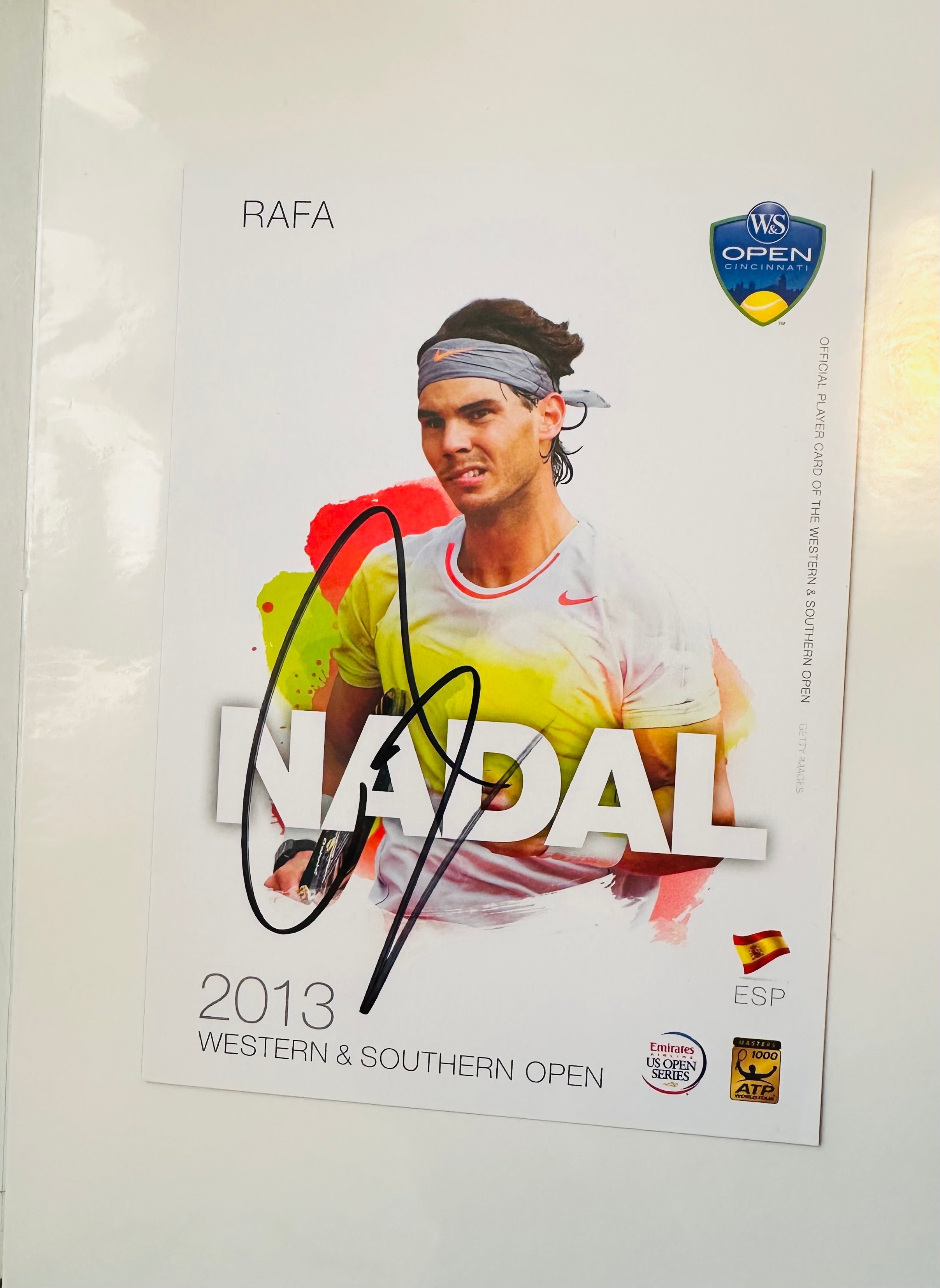 Rafael Nadal rare autograph 5x7 photo with COA signed at the Western southern open.