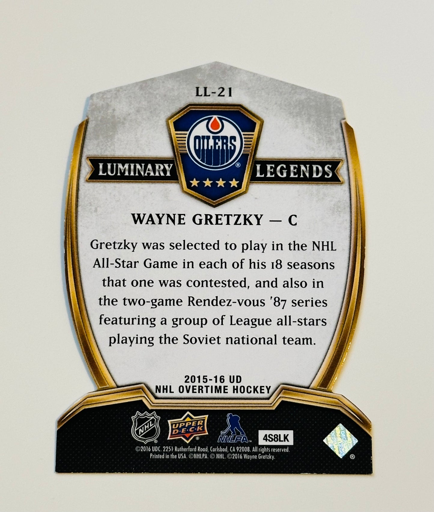 Wayne Gretzky, Upper Deck, luminary, legends foil, Hockey insert card 2015/2016