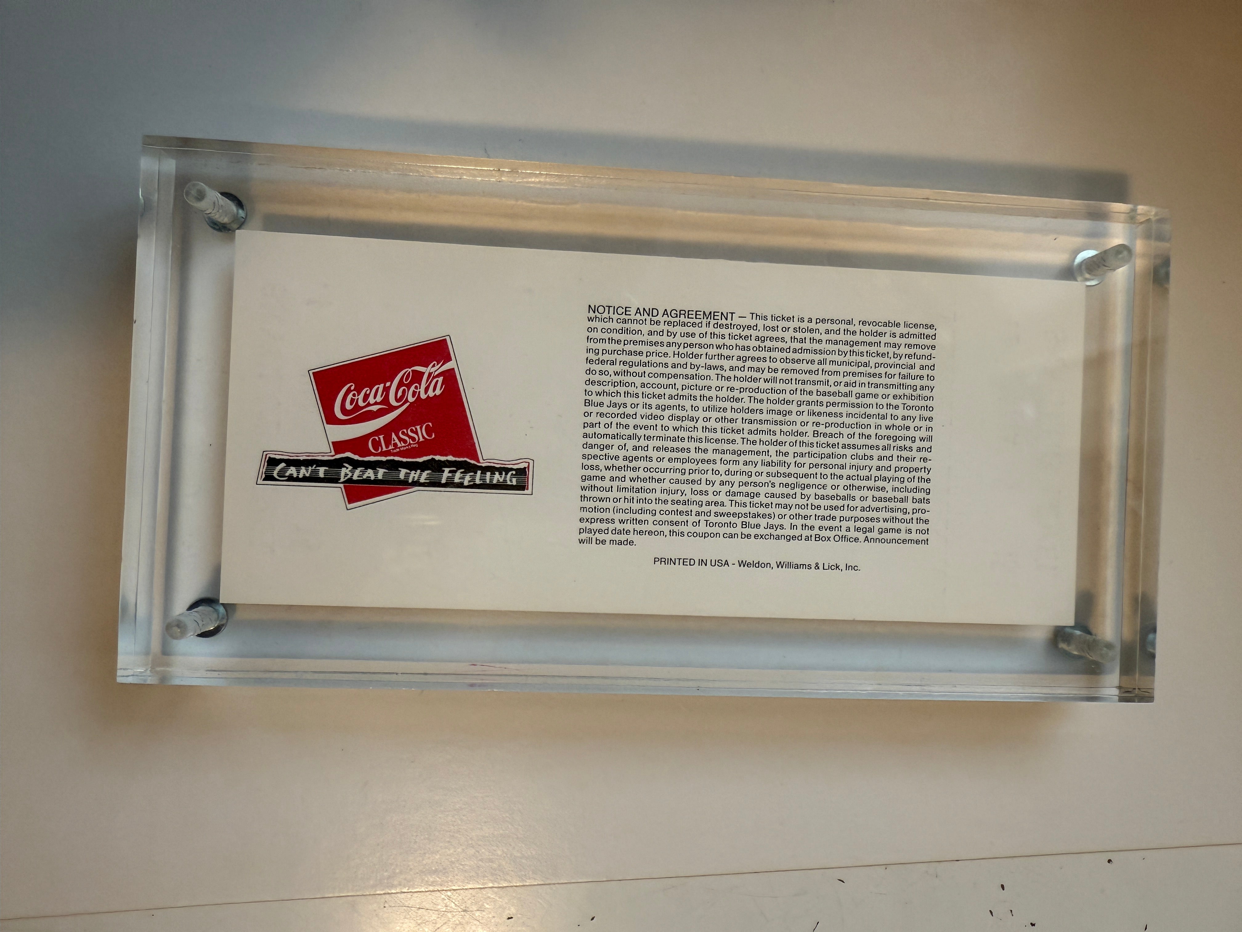 Toronto Blue Jays baseball first Skydome game ticket in lucite holder 1989