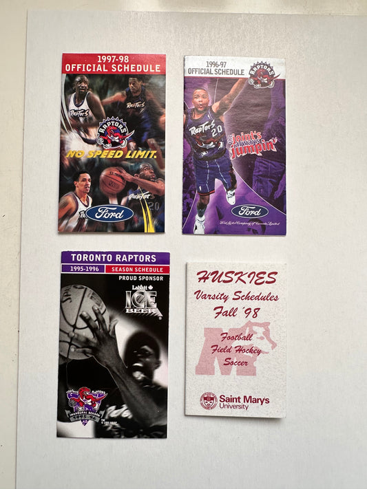 Toronto Raptors 4 vintage pocket schedules lot deal