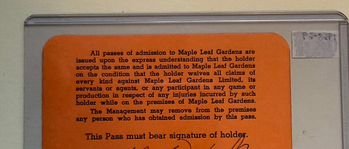 Maple leaf Gardens vintage Press pass 1968–69