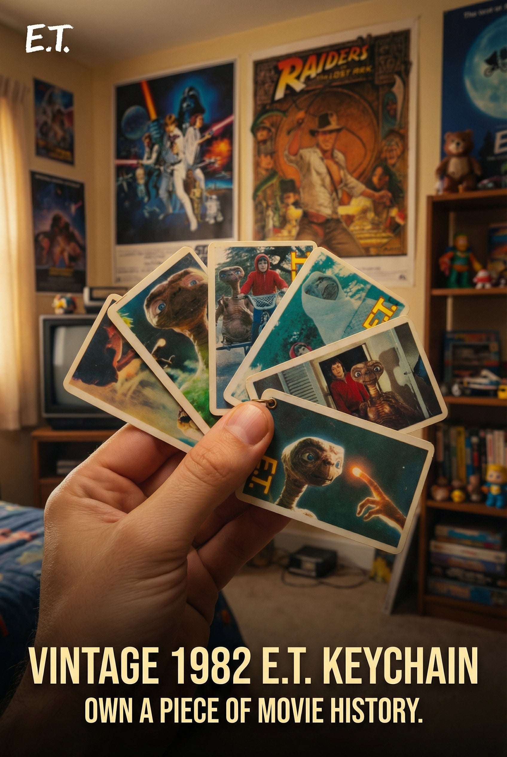 ET movie vintage photo cards keychain 1982